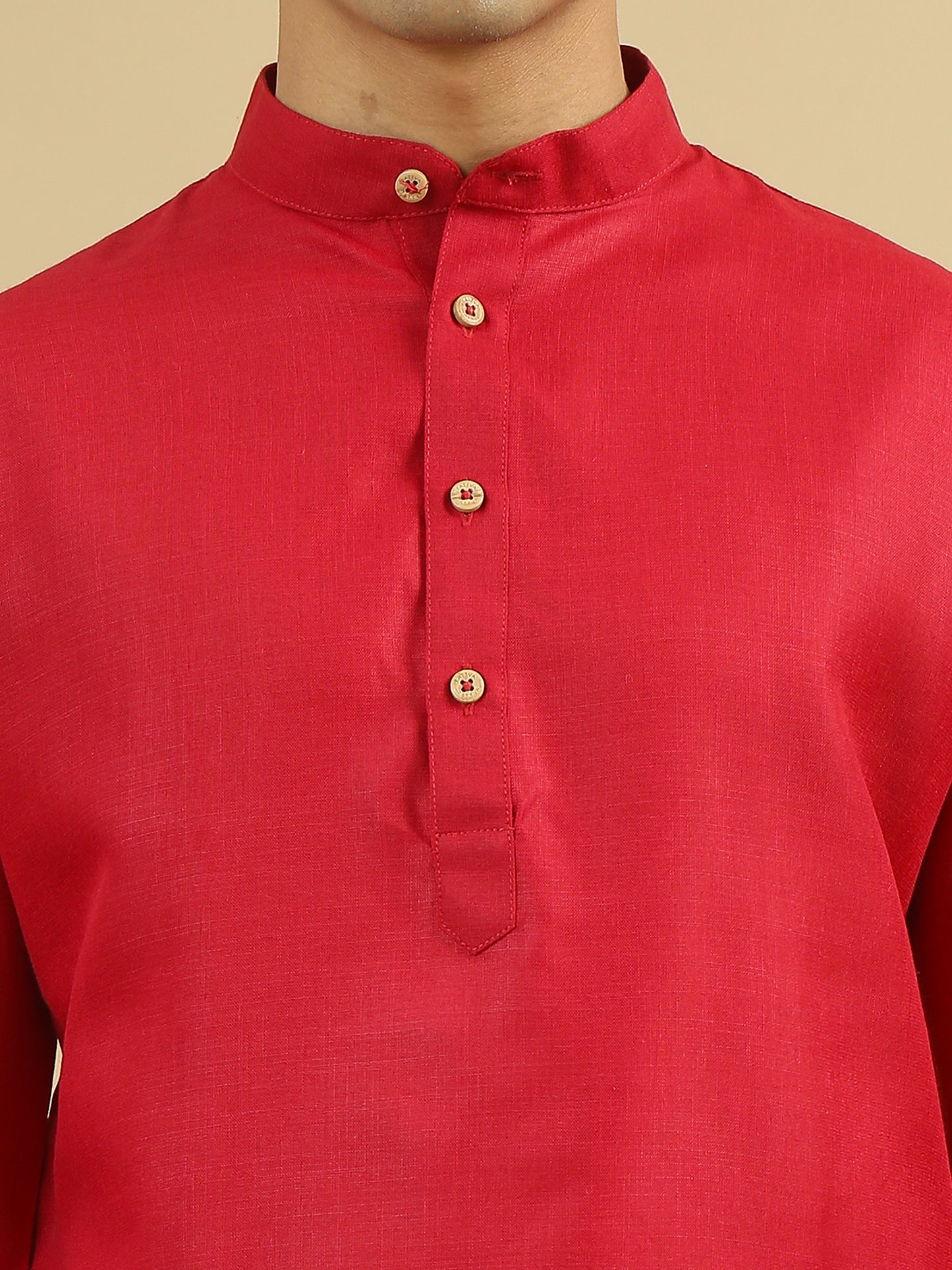 Tattva Men Solid Cotton Blend Straight Kurta