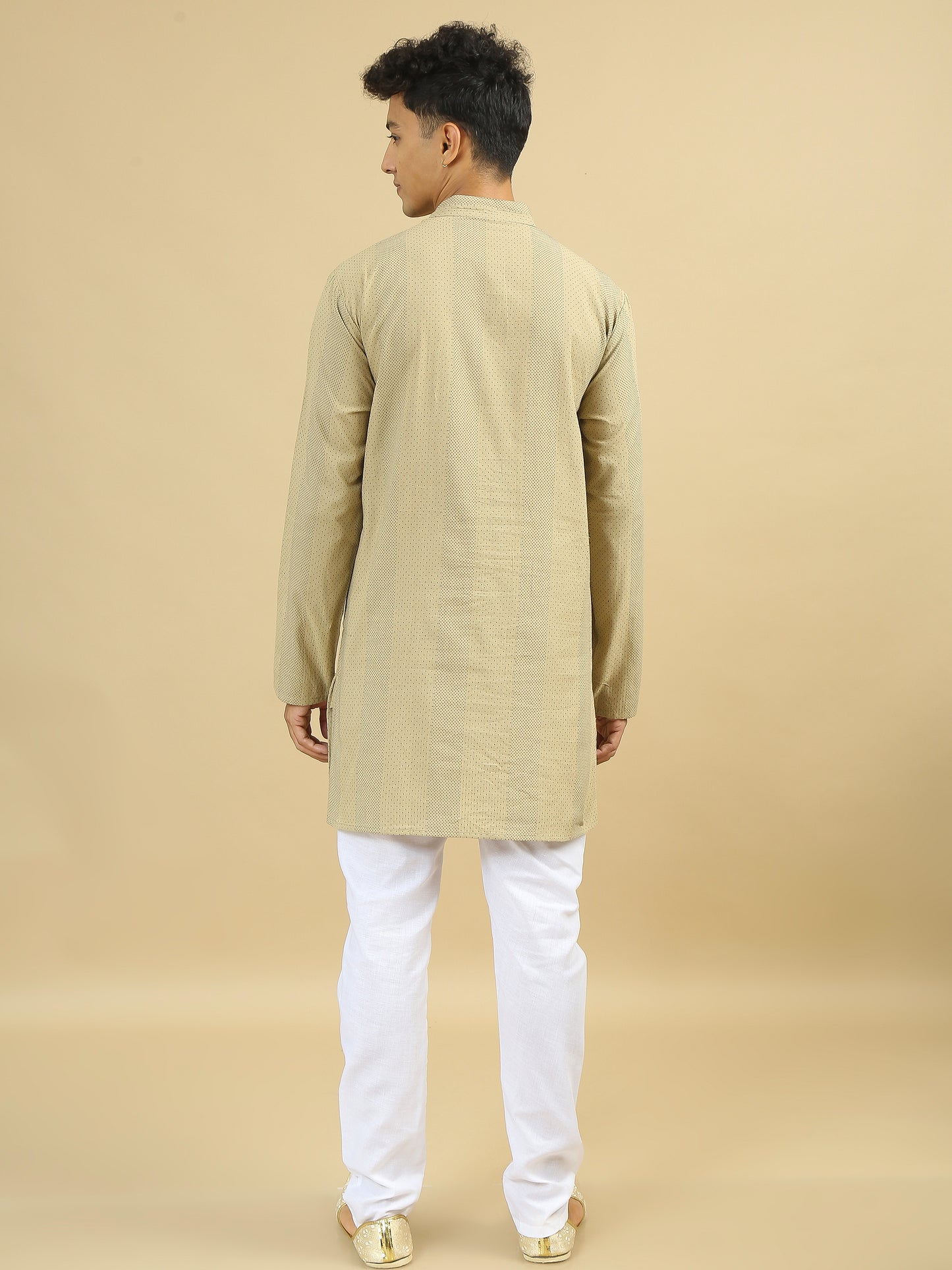 Tattva Beige Geometric Printed Short Kurta