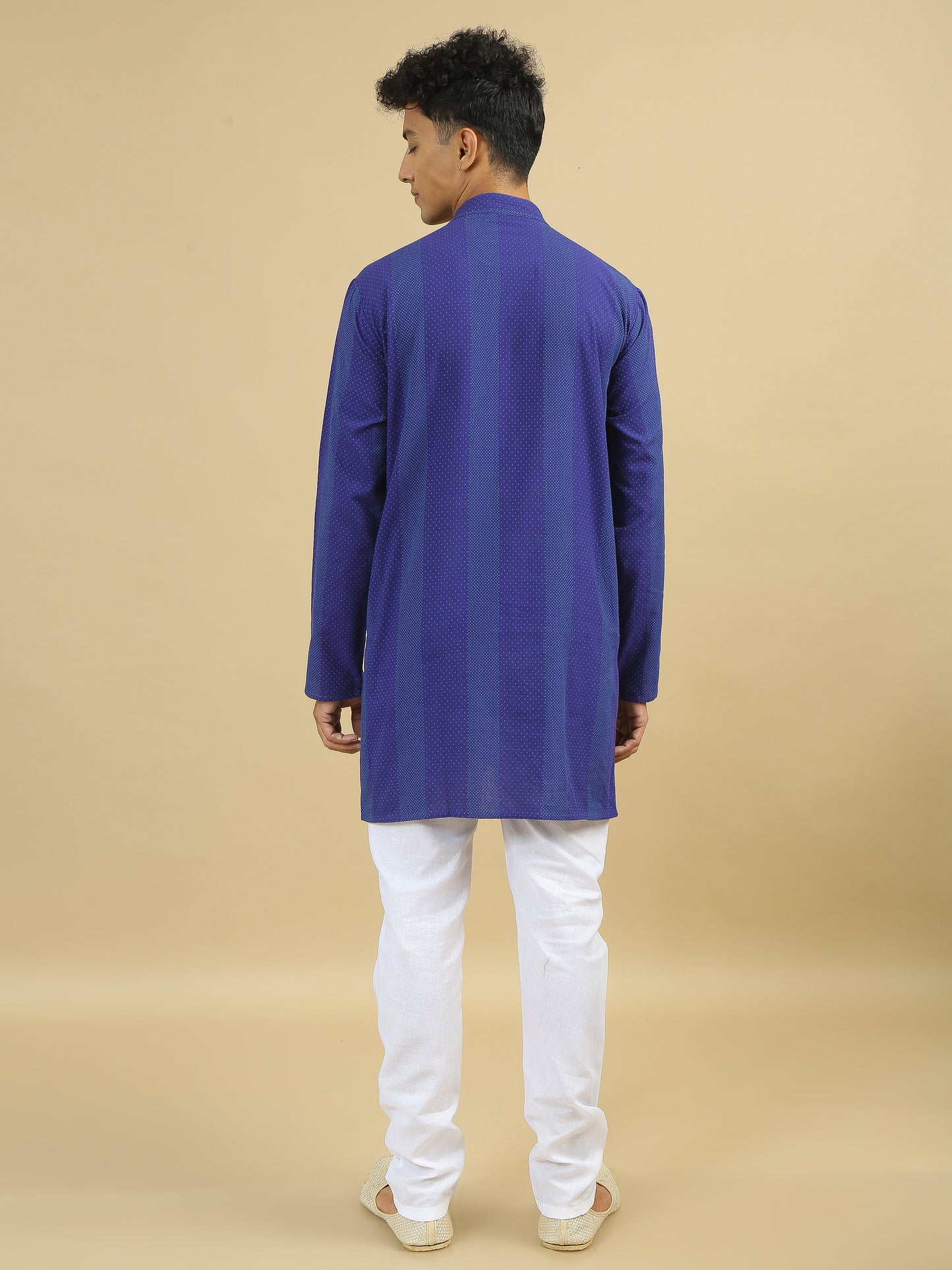 Tattva Blue Geometric Printed Short Kurta