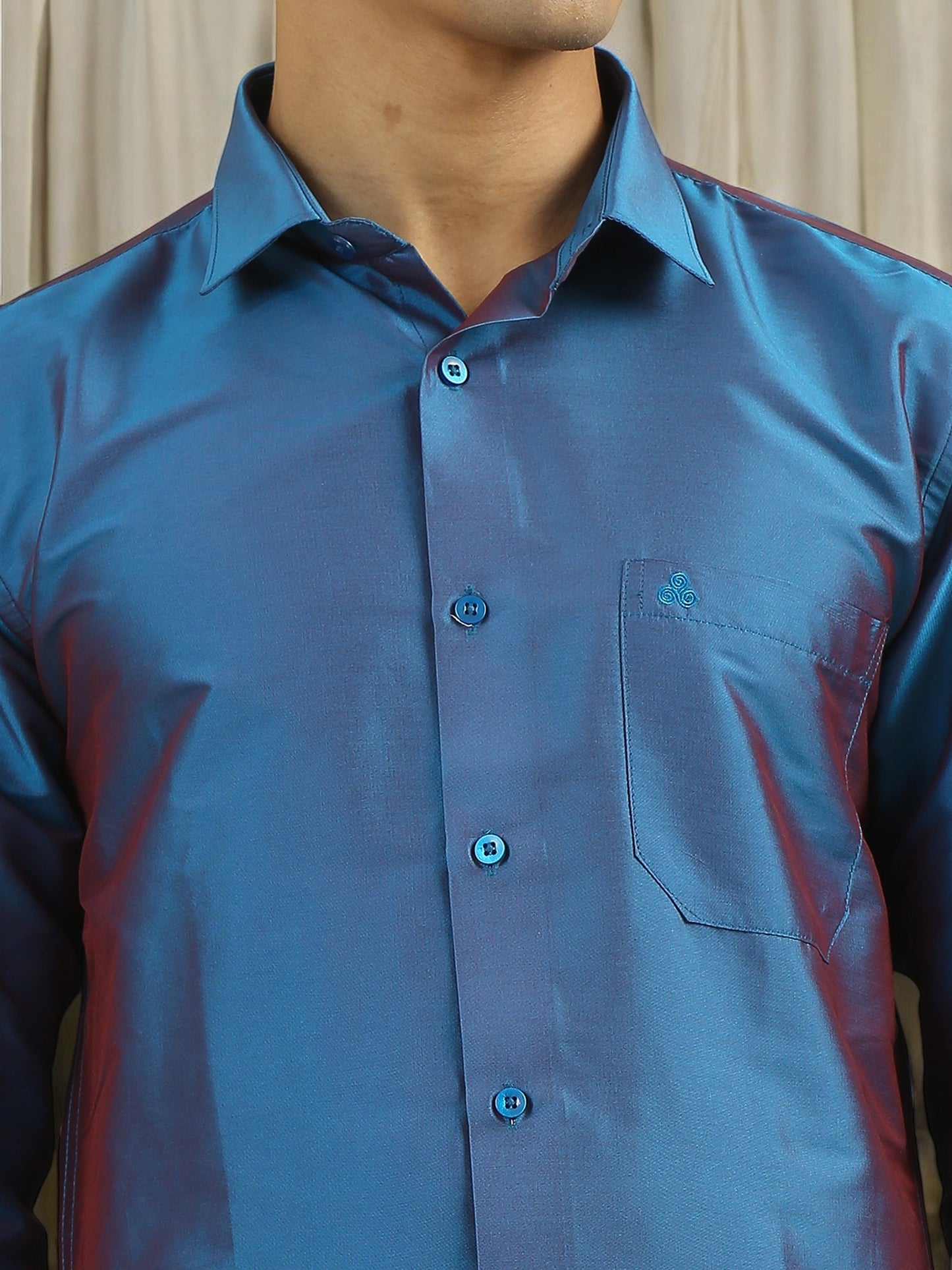 Tattva Mens Blue Colour Solid Shirt