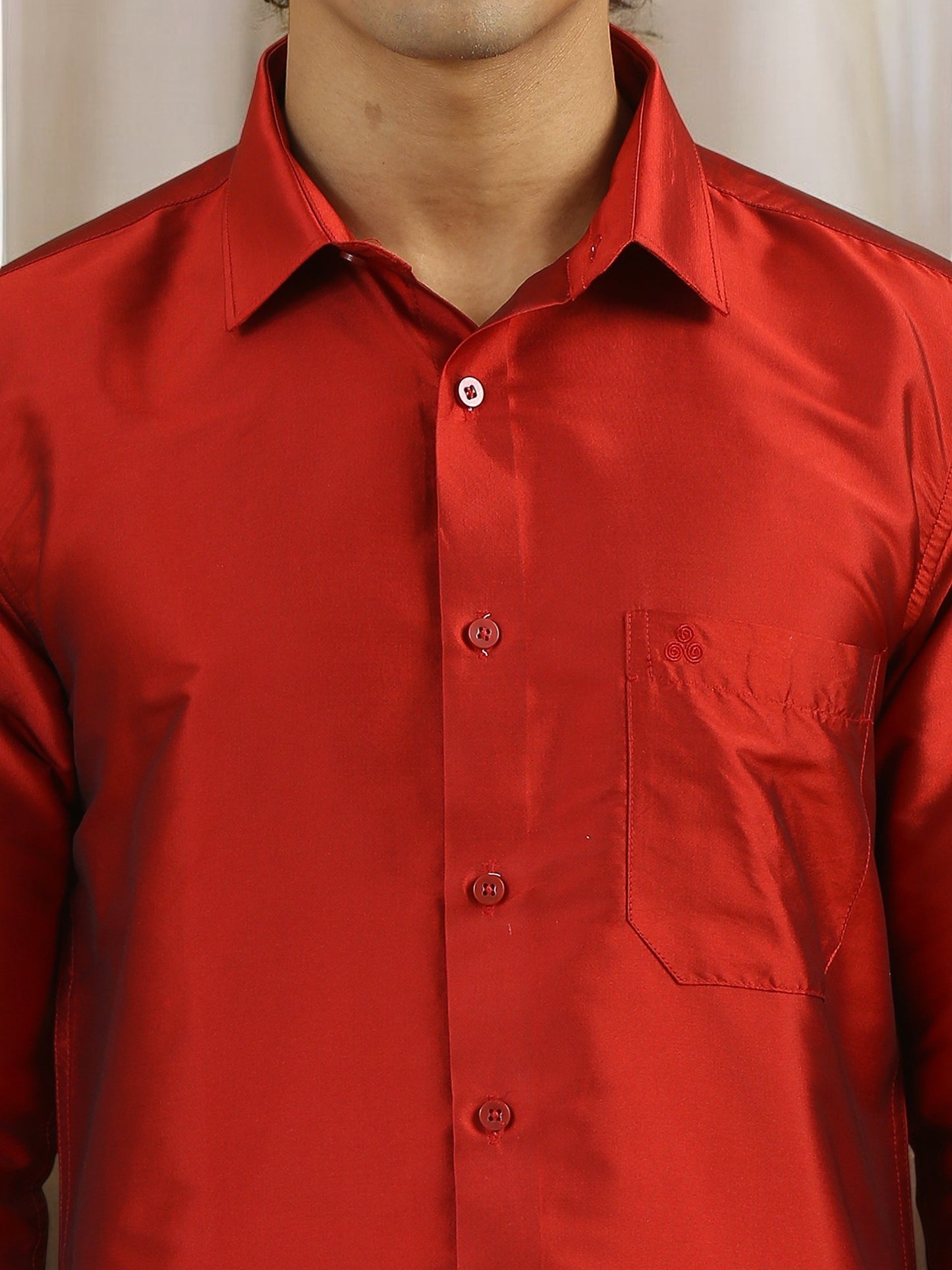 Tattva Mens Red Colour Solid Party Shirt