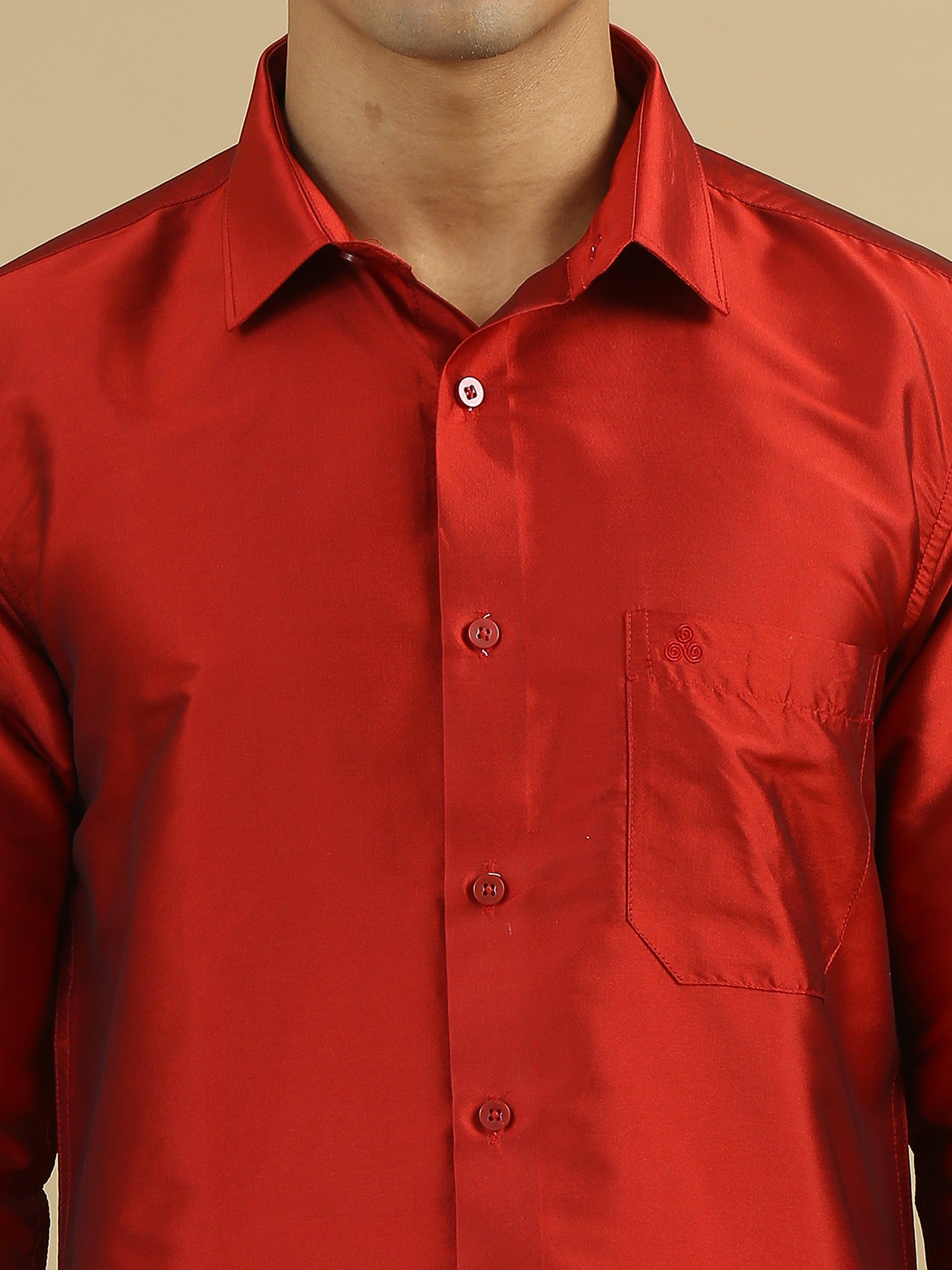 Tattva Mens Red Colour Solid Party Shirt