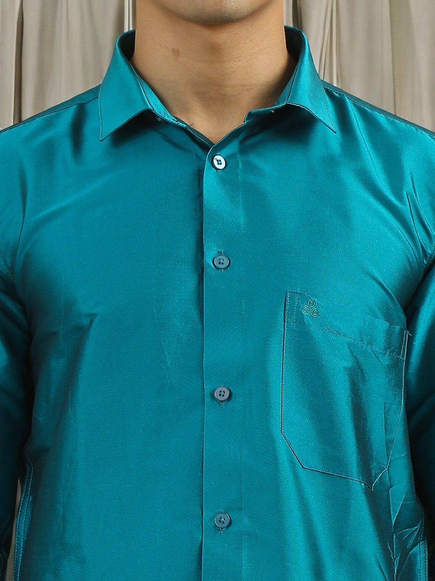 Tattva Mens Blue Colour Solid Party Shirt