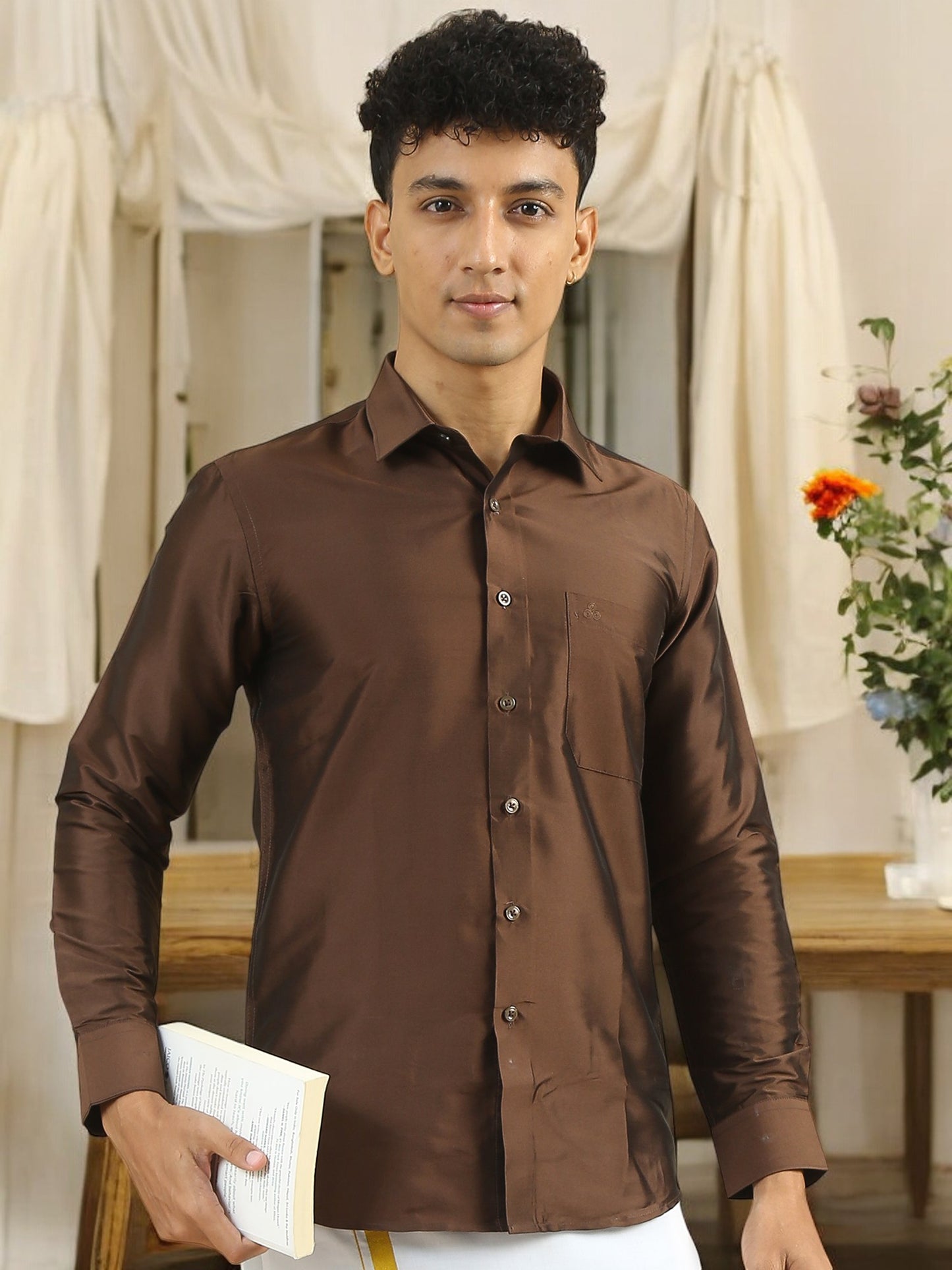 Tattva Mens Coffee Solid Shirt