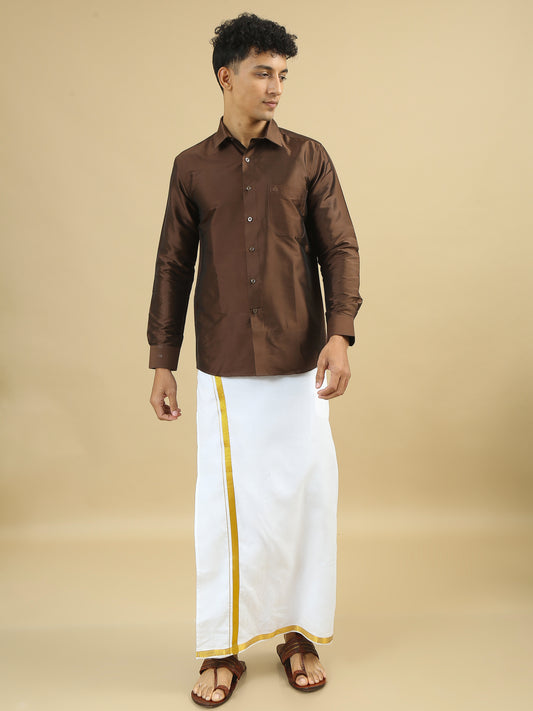 Tattva Mens Coffee Solid Shirt