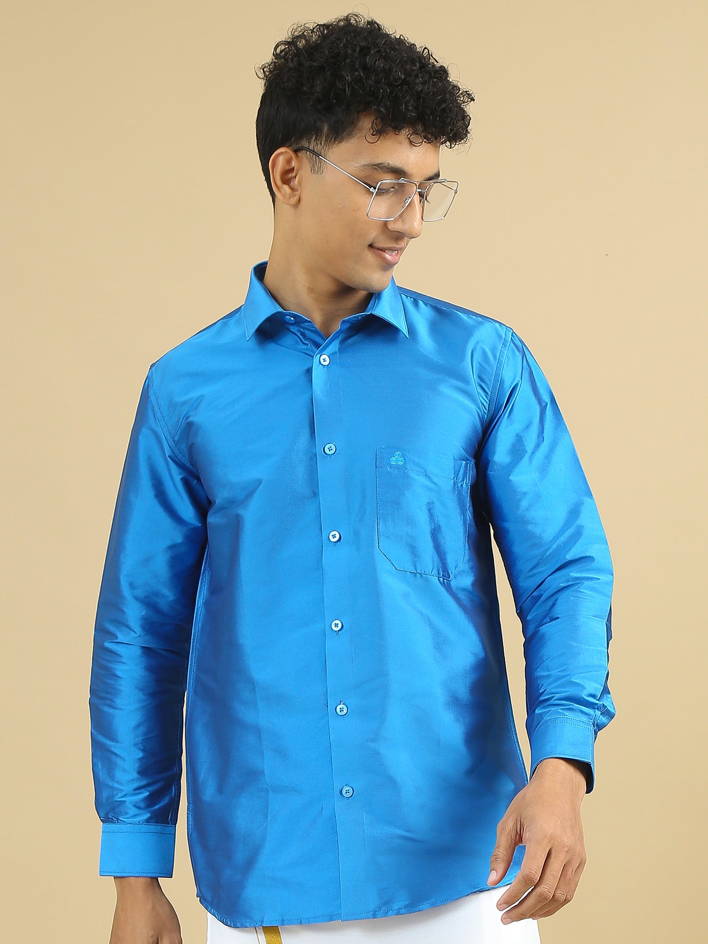 Tattva Mens Deep Blue Solid Shirt