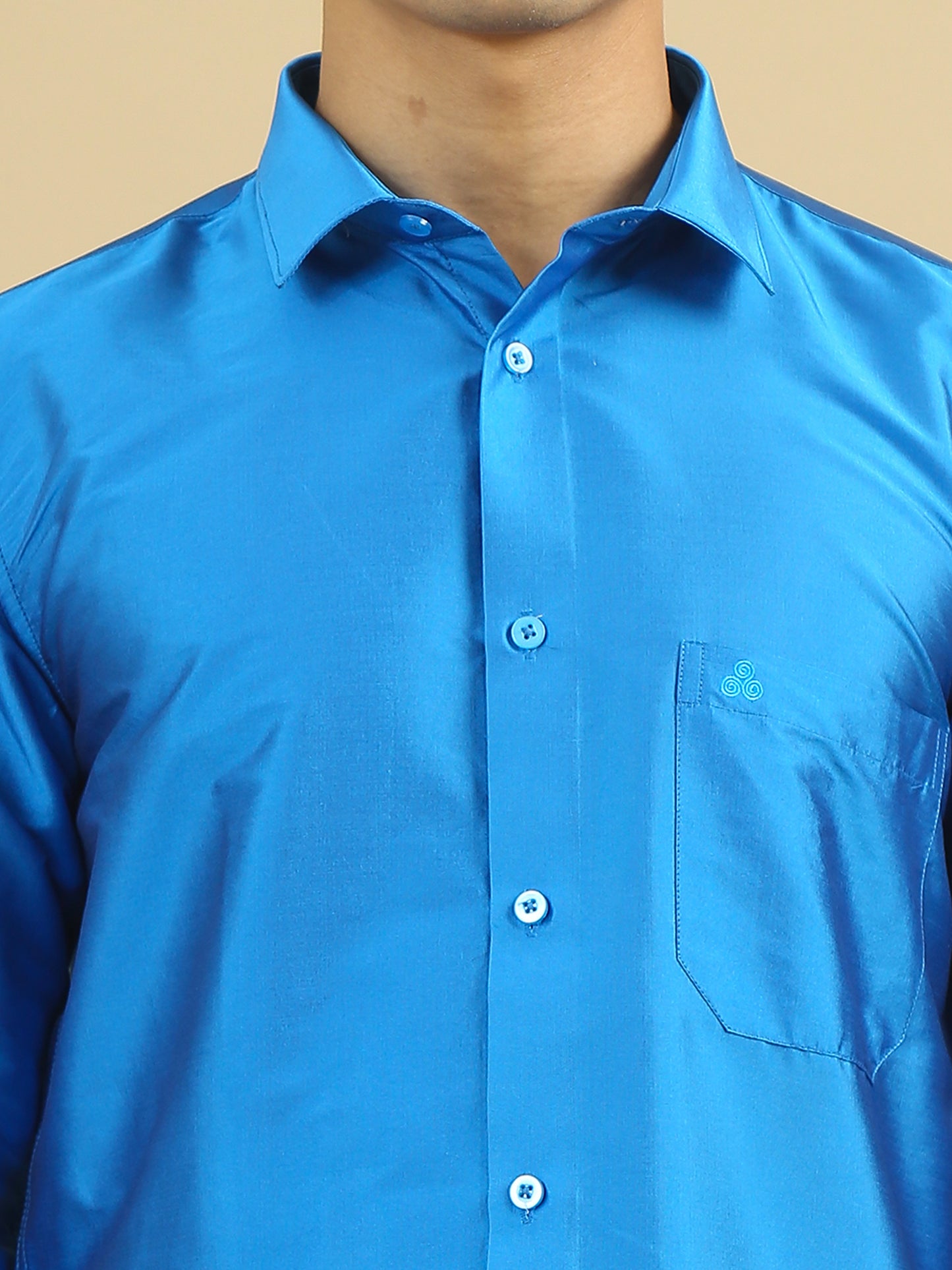 Tattva Mens Deep Blue Solid Shirt