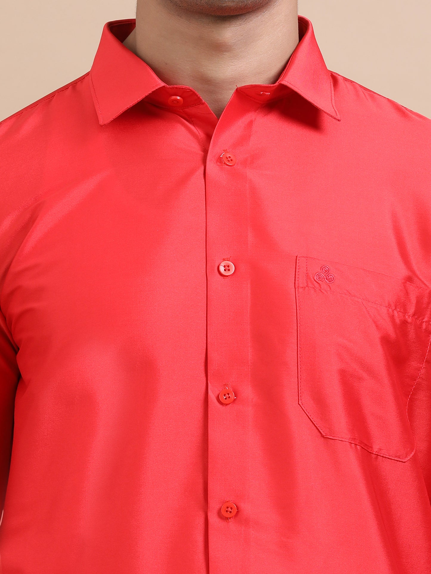Tattva Men Red Toned Art silk Casual Shirt