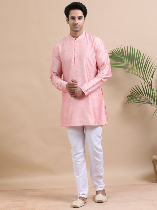 Tattva Solid Embroidered Mandarin Collar Short Kurta
