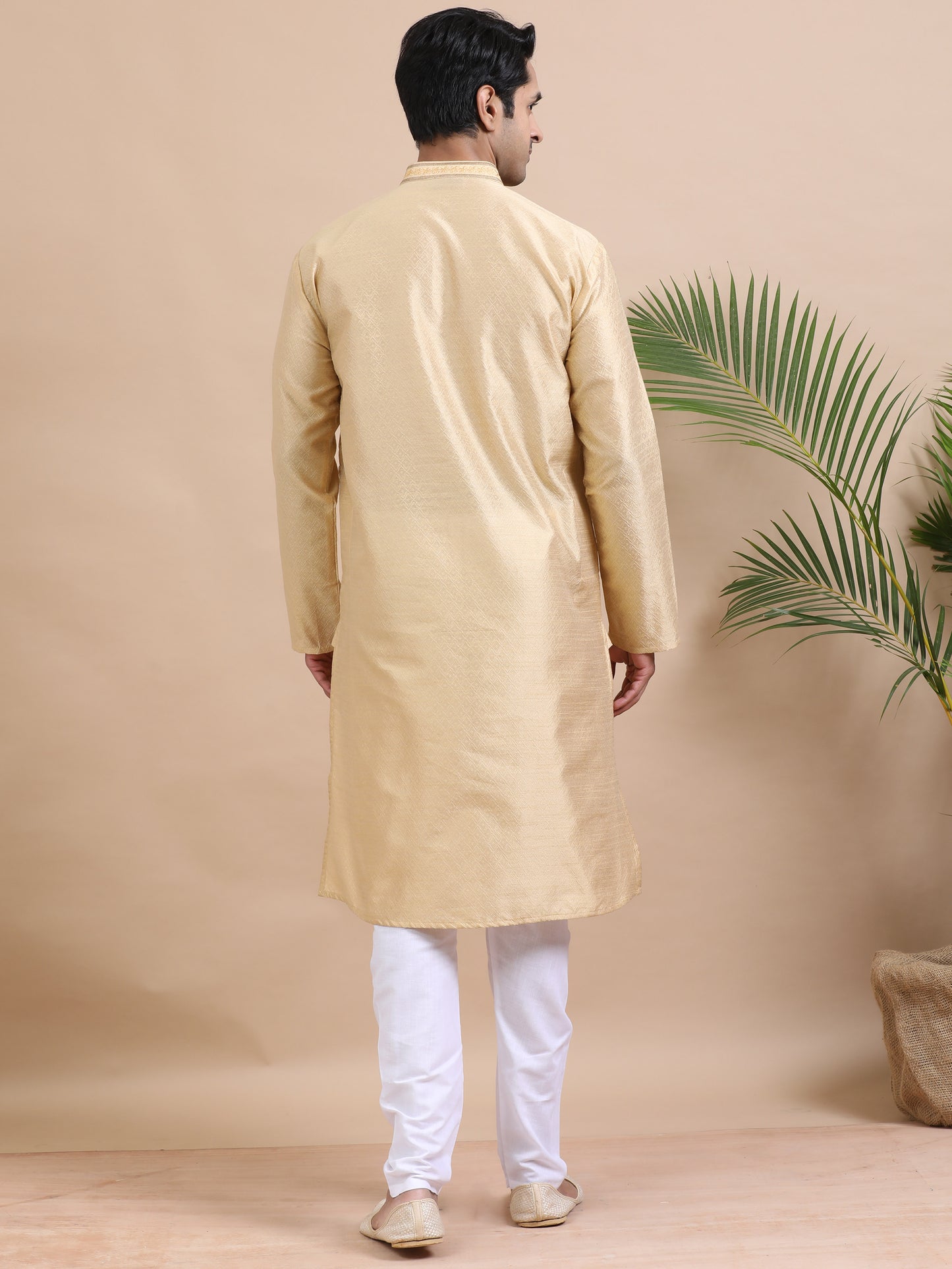 Tattva Men Self Design Polyester Straight Kurta