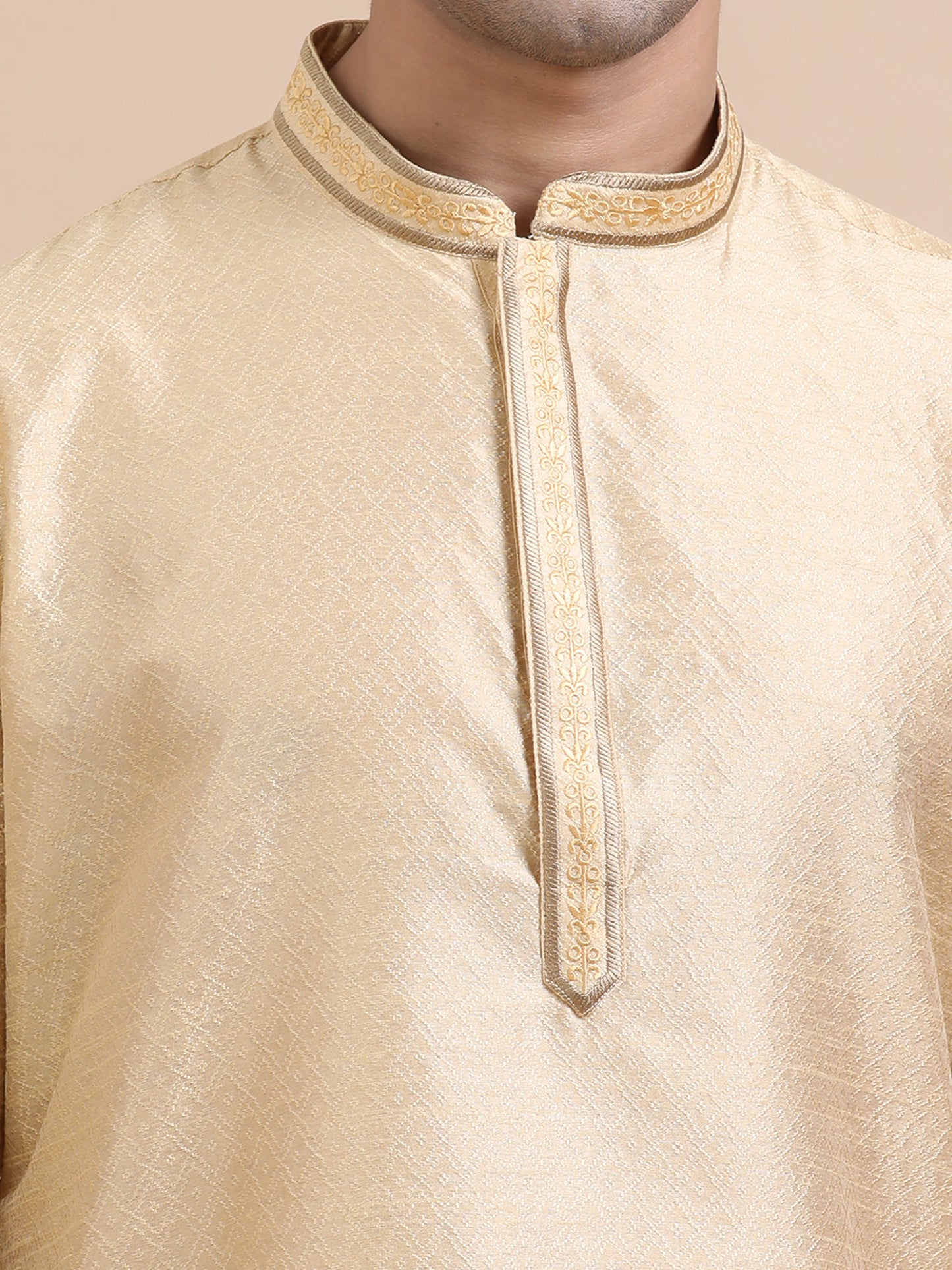 Tattva Men Self Design Polyester Straight Kurta