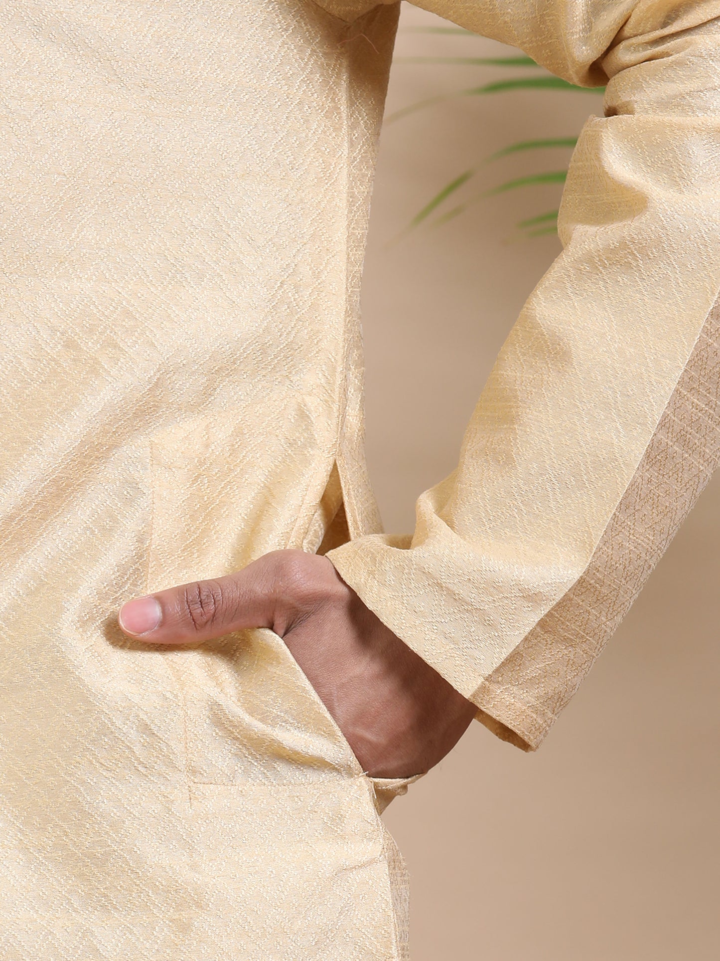 Tattva Men Self Design Polyester Straight Kurta