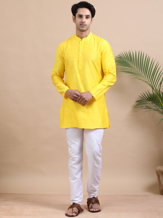 Tattva Solid Embroidered Mandarin Collar Short Kurta