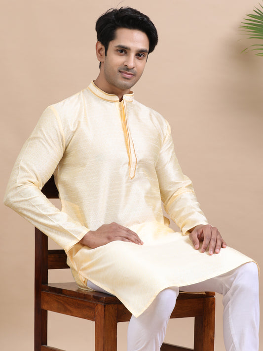 Tattva Men Self Design Polyester Straight Kurta