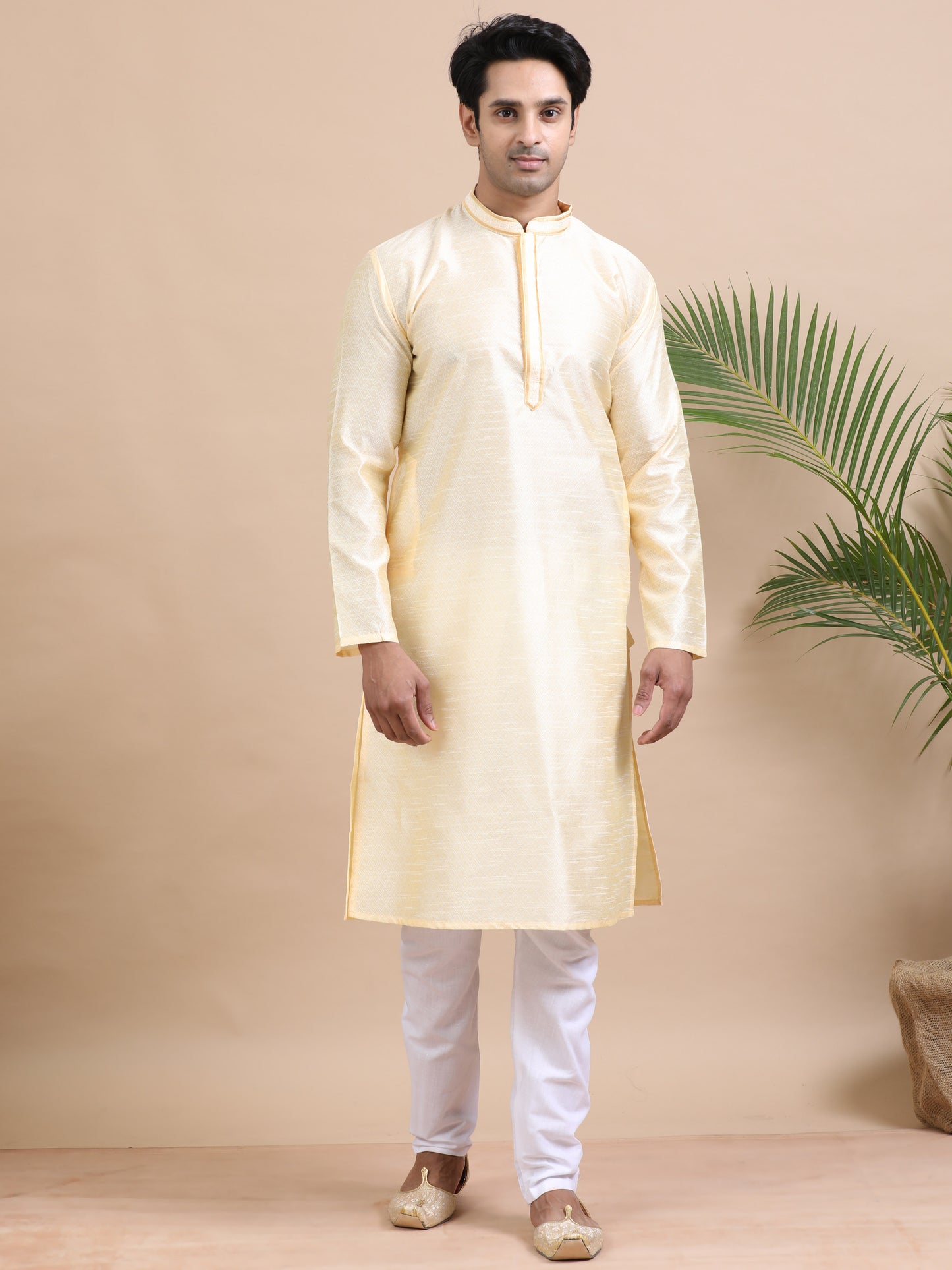 Tattva Men Self Design Polyester Straight Kurta