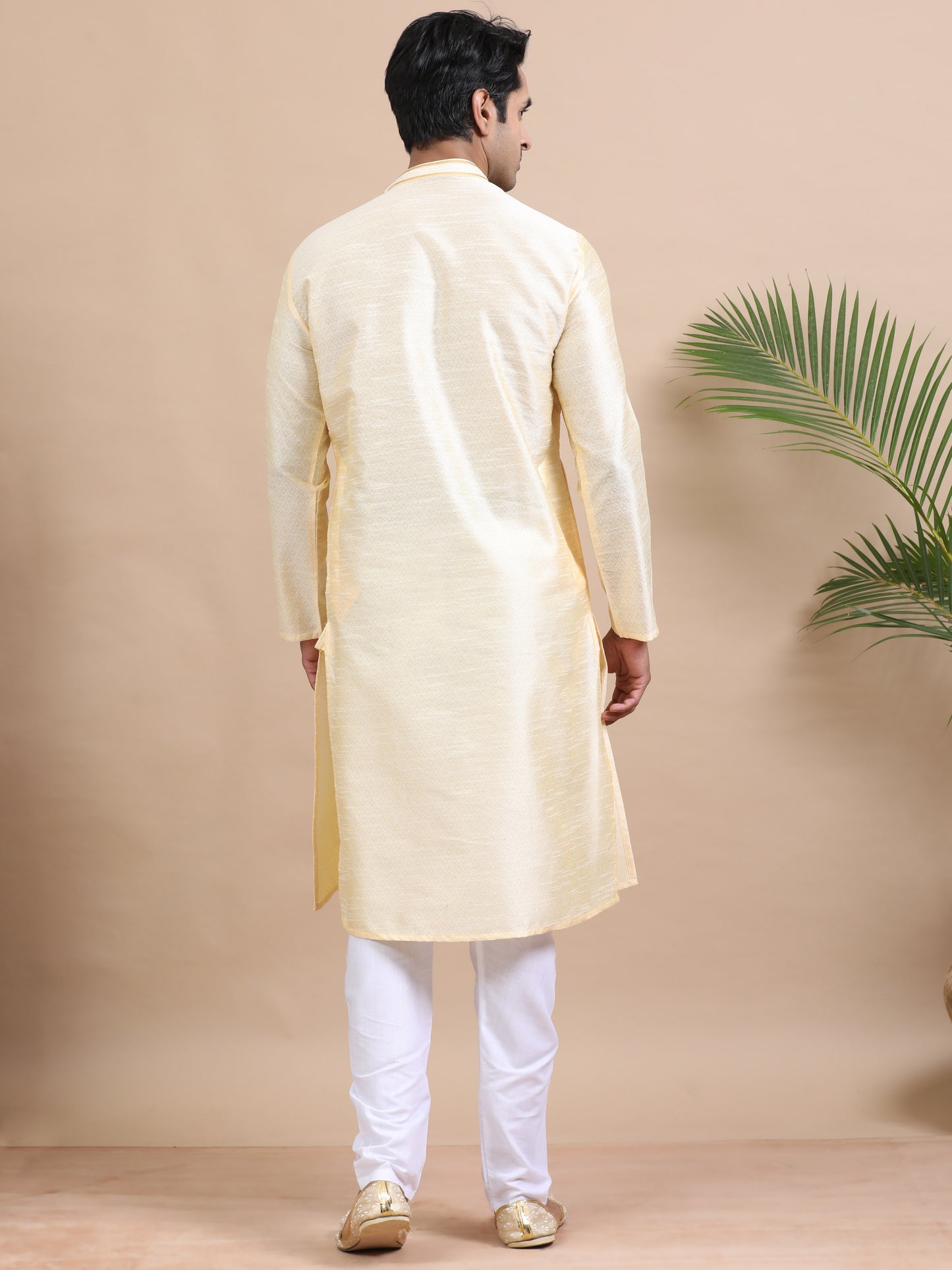 Tattva Men Self Design Polyester Straight Kurta