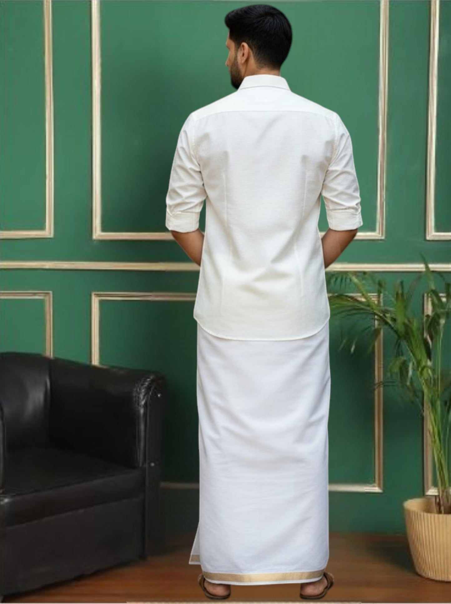 Cream Color Art Silk Slim Fit Solid Party Shirt