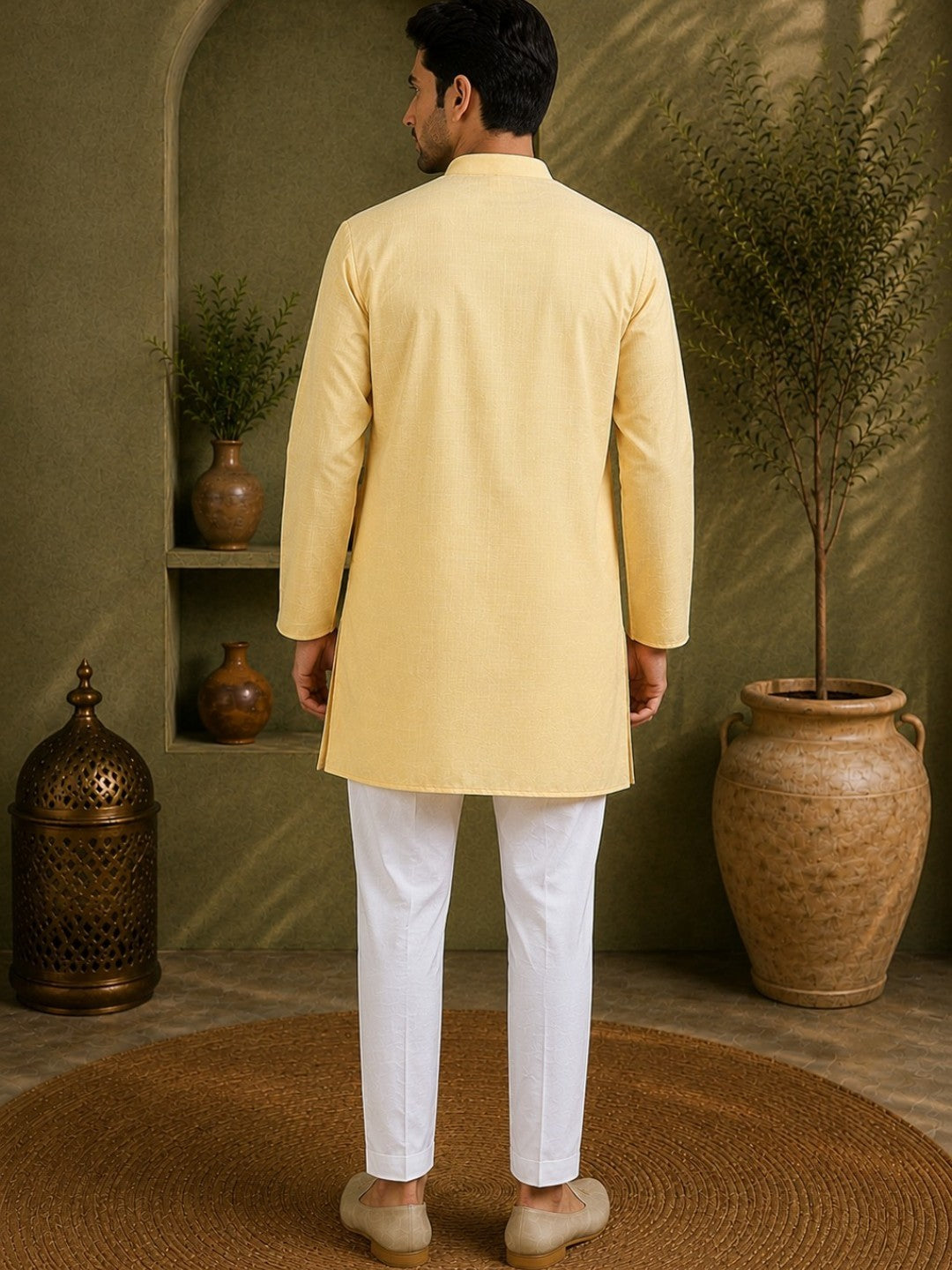 Tattva Men Premium Cotton Solid Straight Kurta