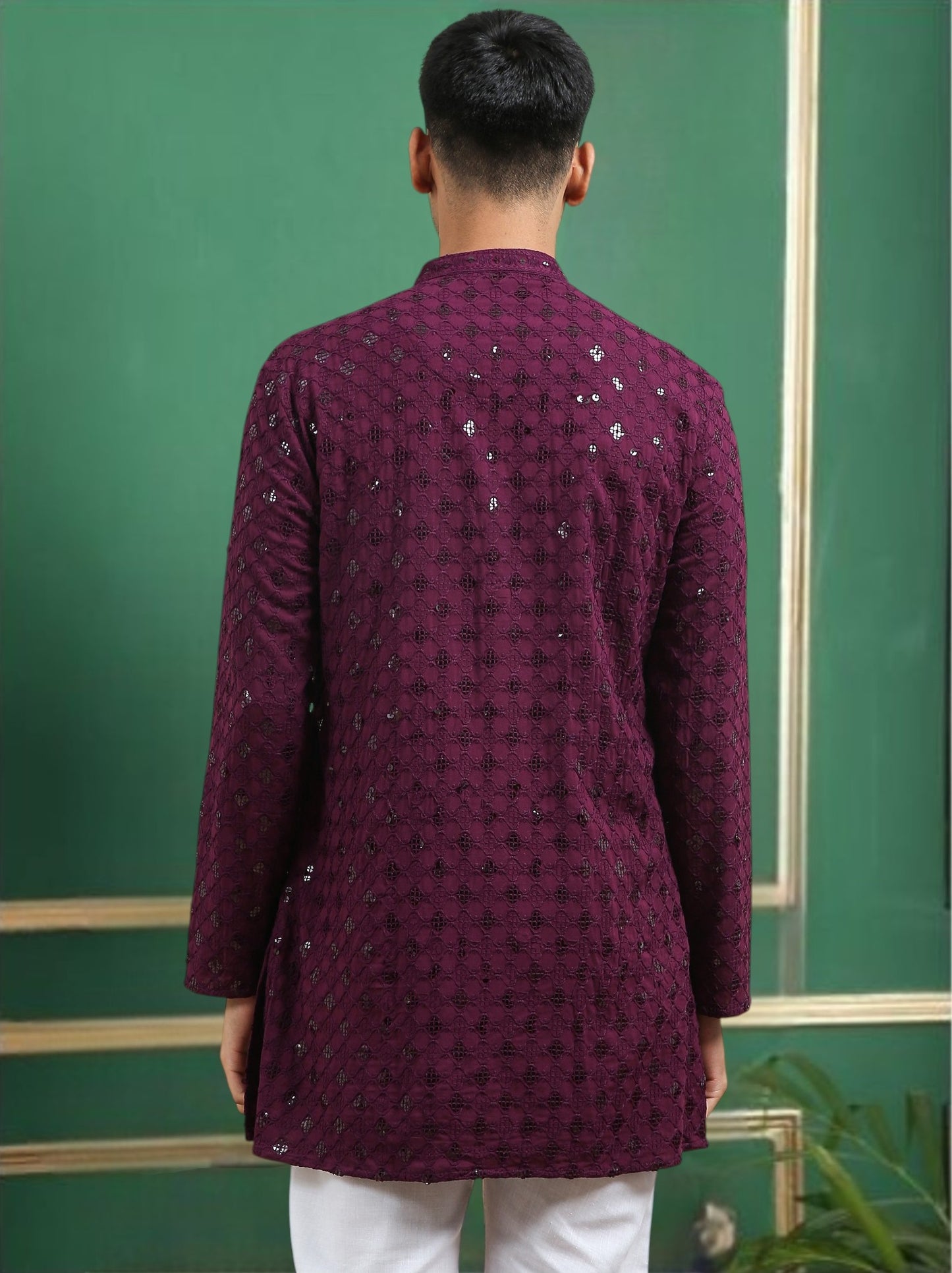 Tattva Purple Toned chikankari Cotton Short Kurta
