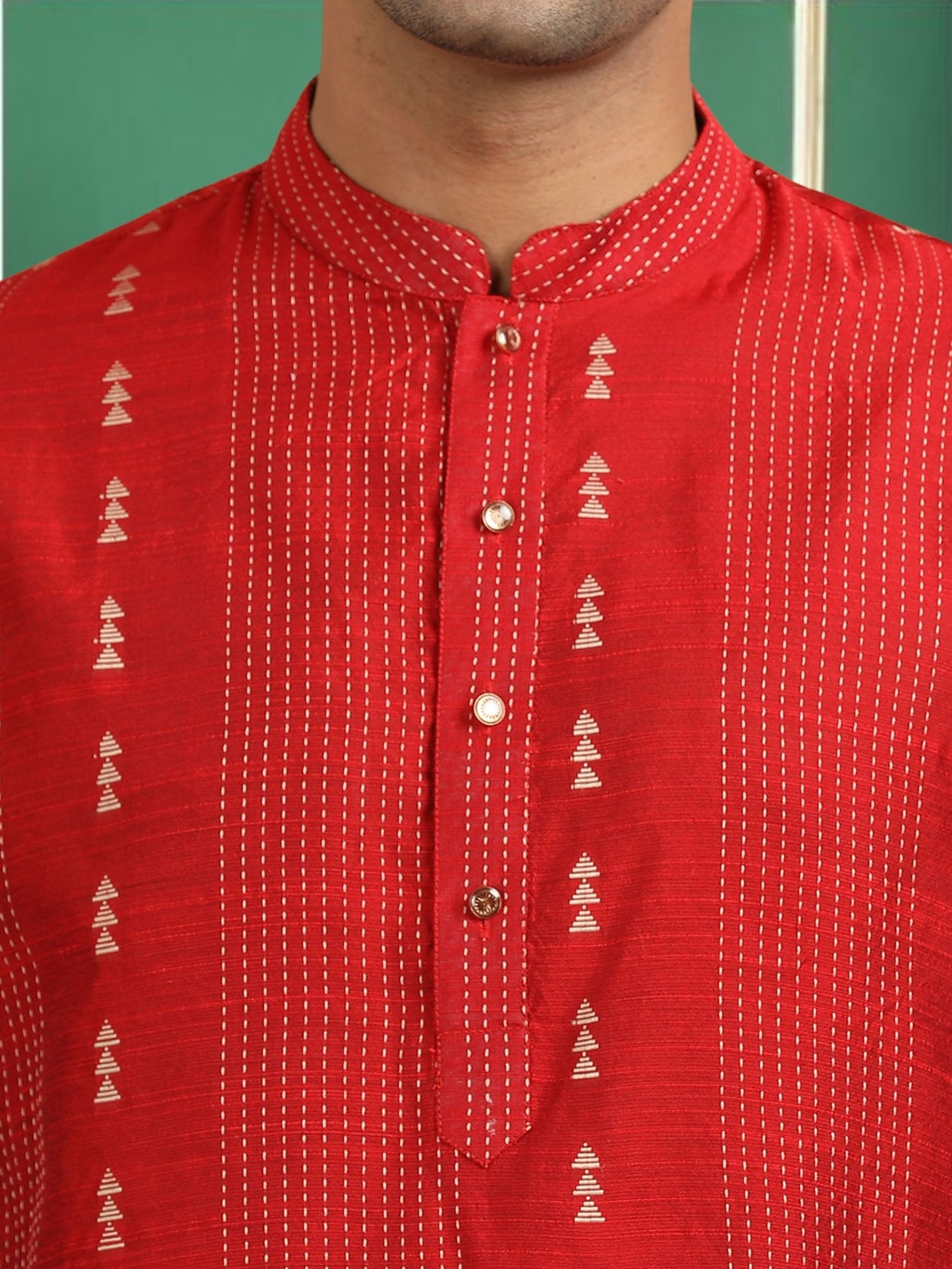 Tattva Scarlet Toned Threadwork Short Kurta