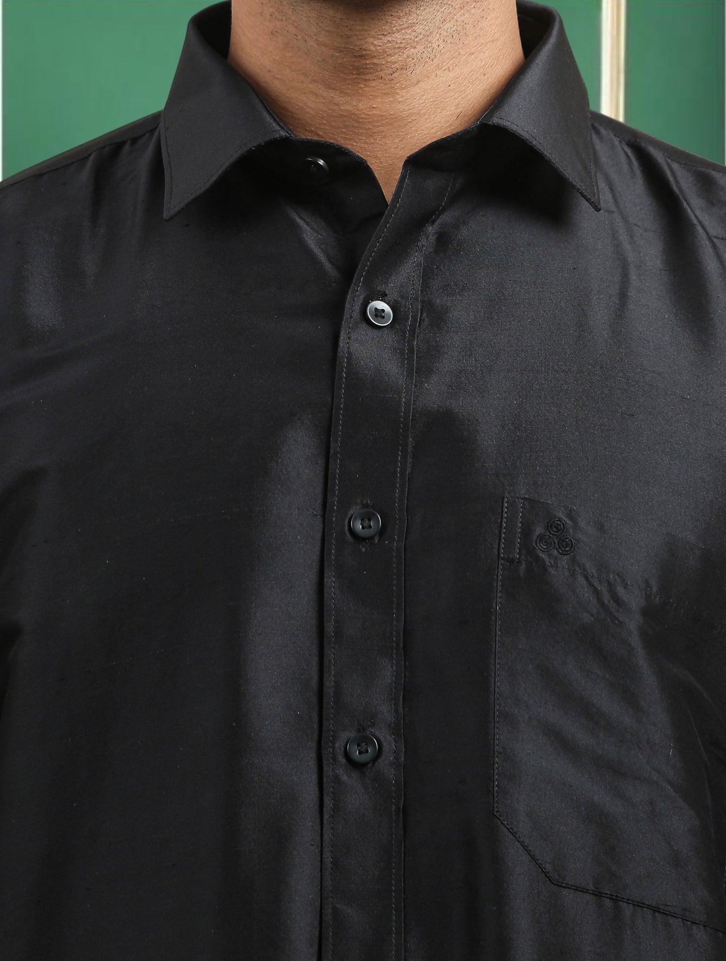 Tattva Men Black Toned Pure Silk Shirt