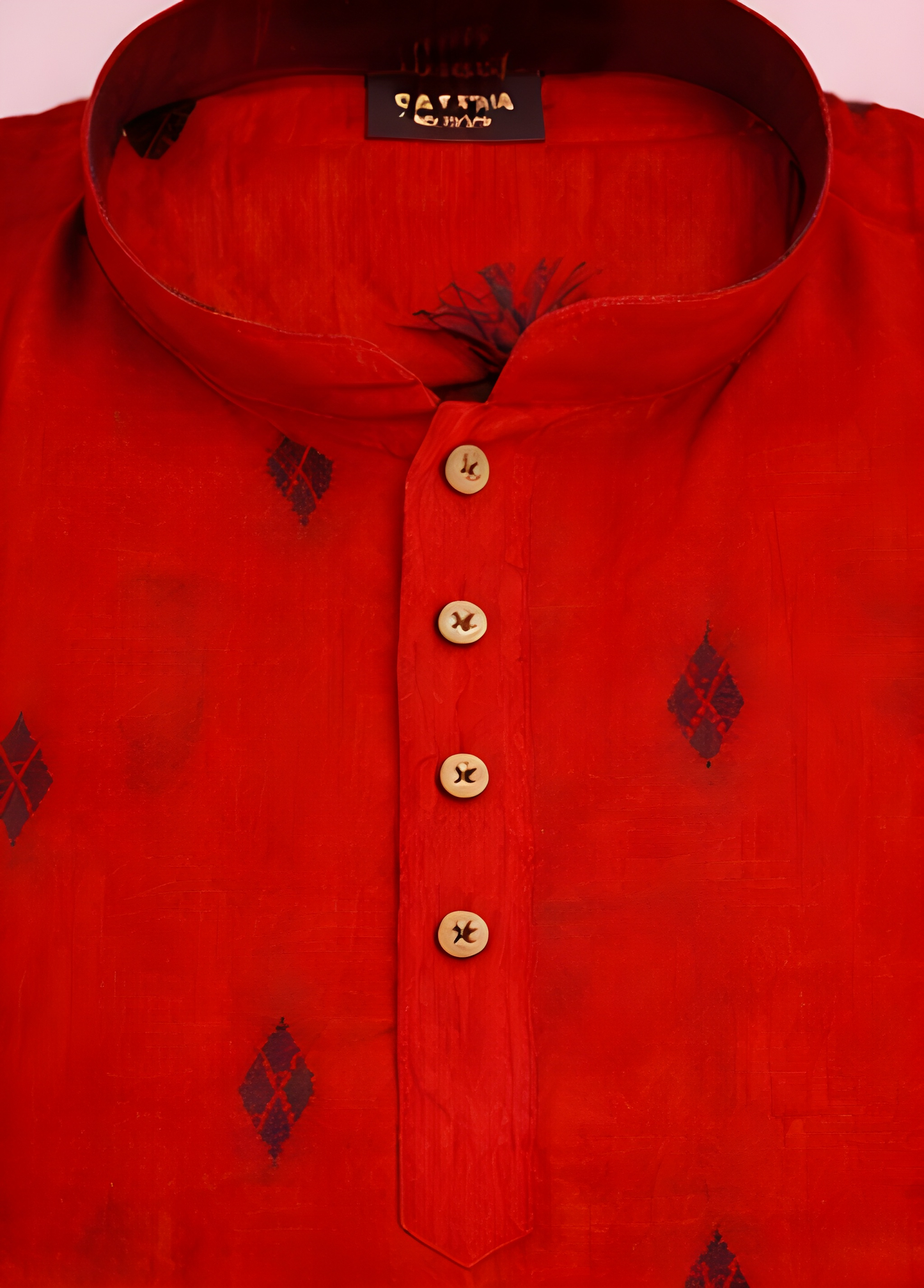 TATTVA Boys Ethnic Kurta with Ikat Woven Motif & Mandarin Collar