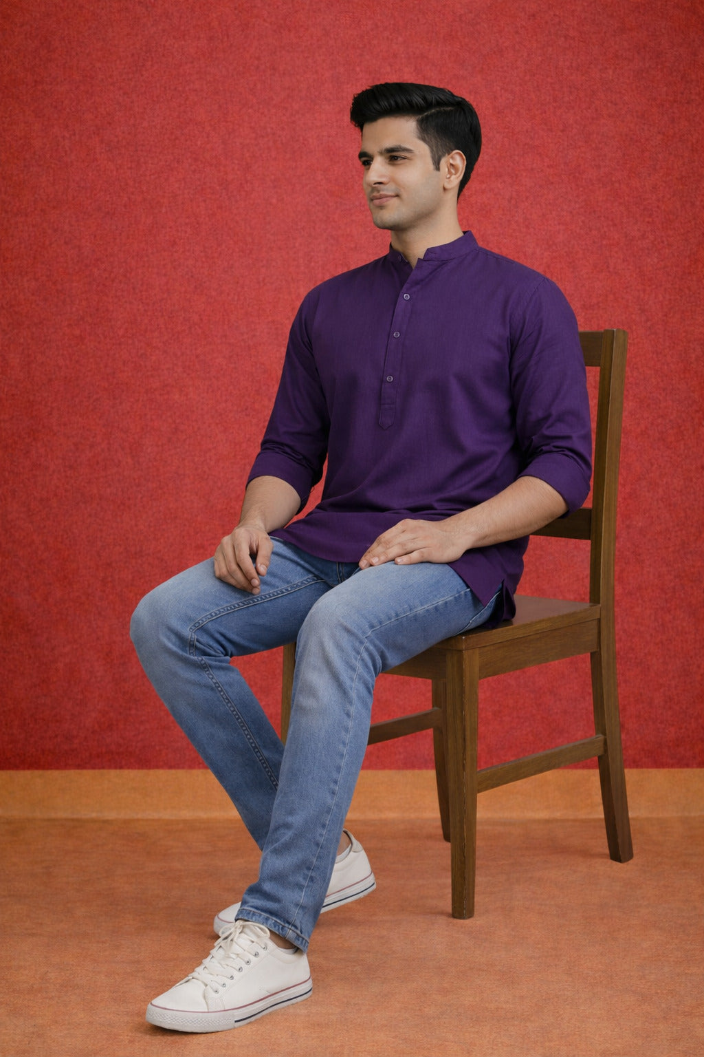 Tattva Men Premium Cotton Printed Straight Kurta