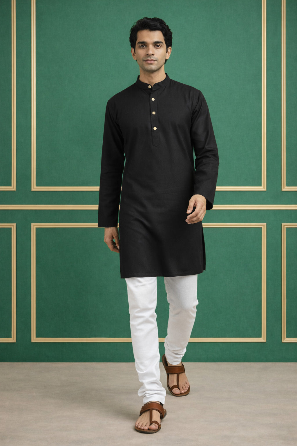 Tattva Men Premium Cotton Solid Straight Kurta