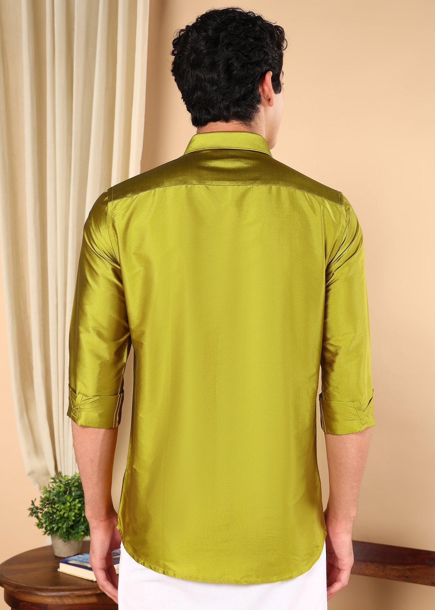 Tattva Men Olive Green Solid Opaque Shirt