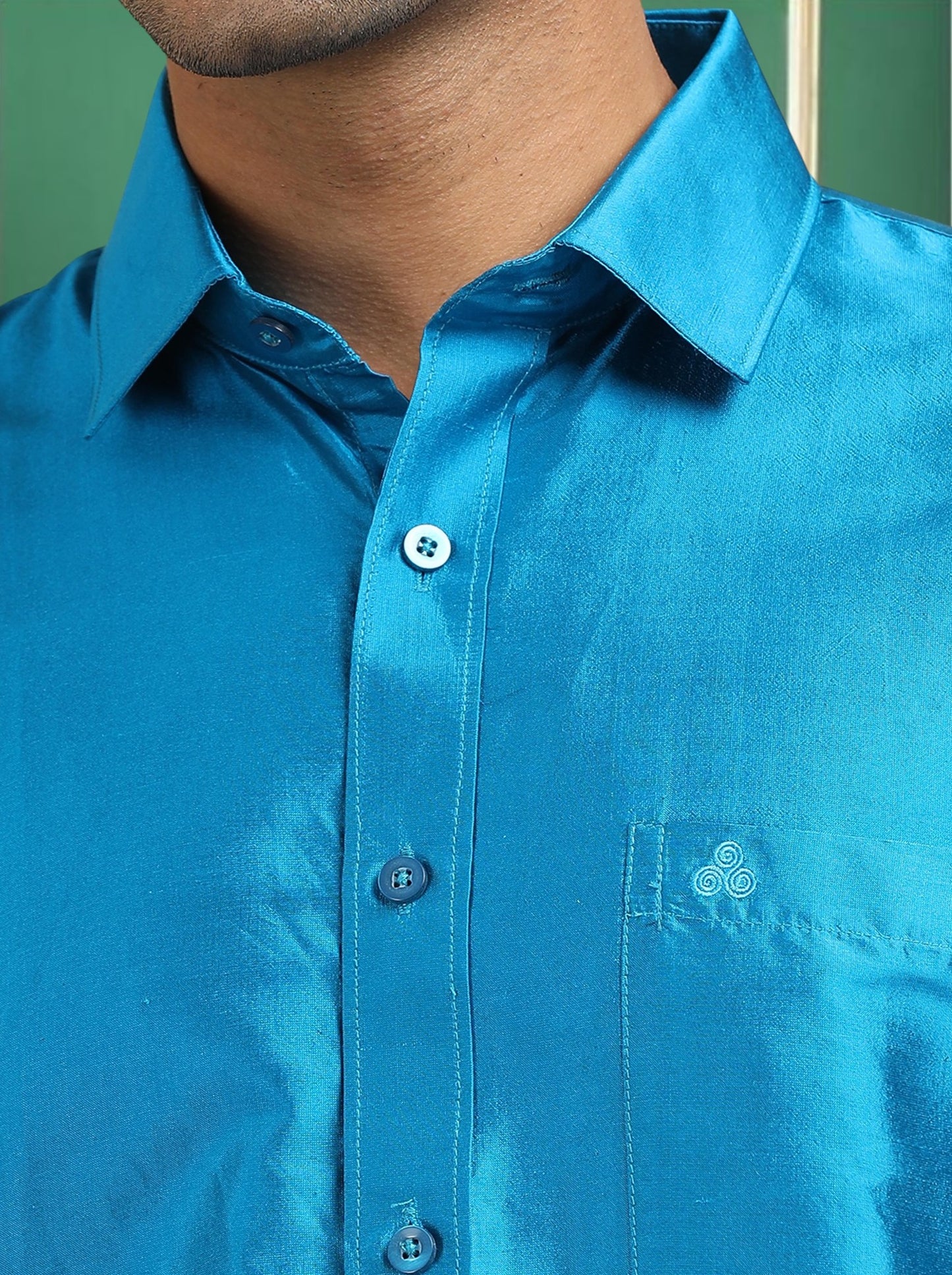 Tattva Men Blue Toned Pure Silk Shirt