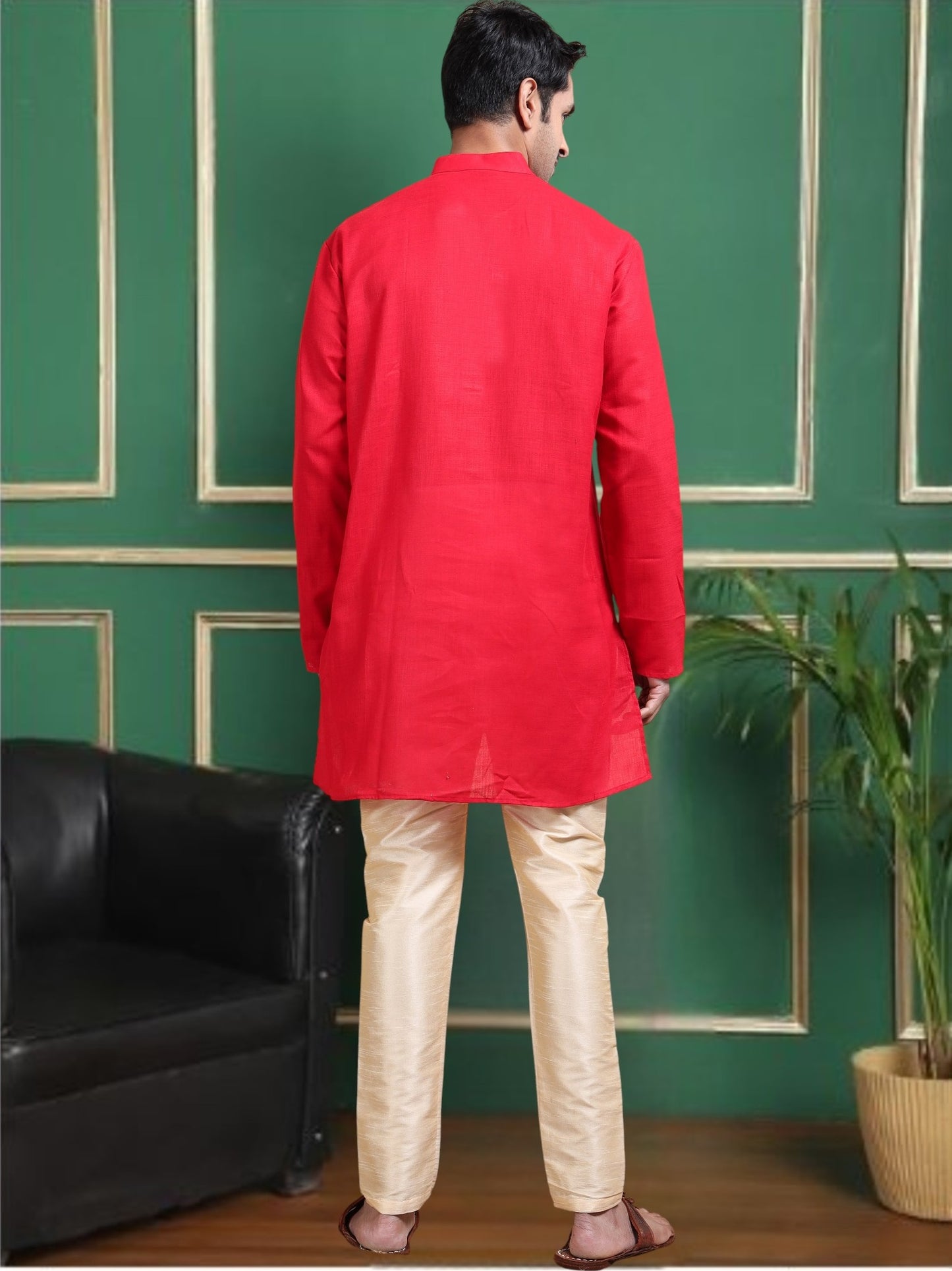 Tattva Solid Mandarin Collar Short Kurta