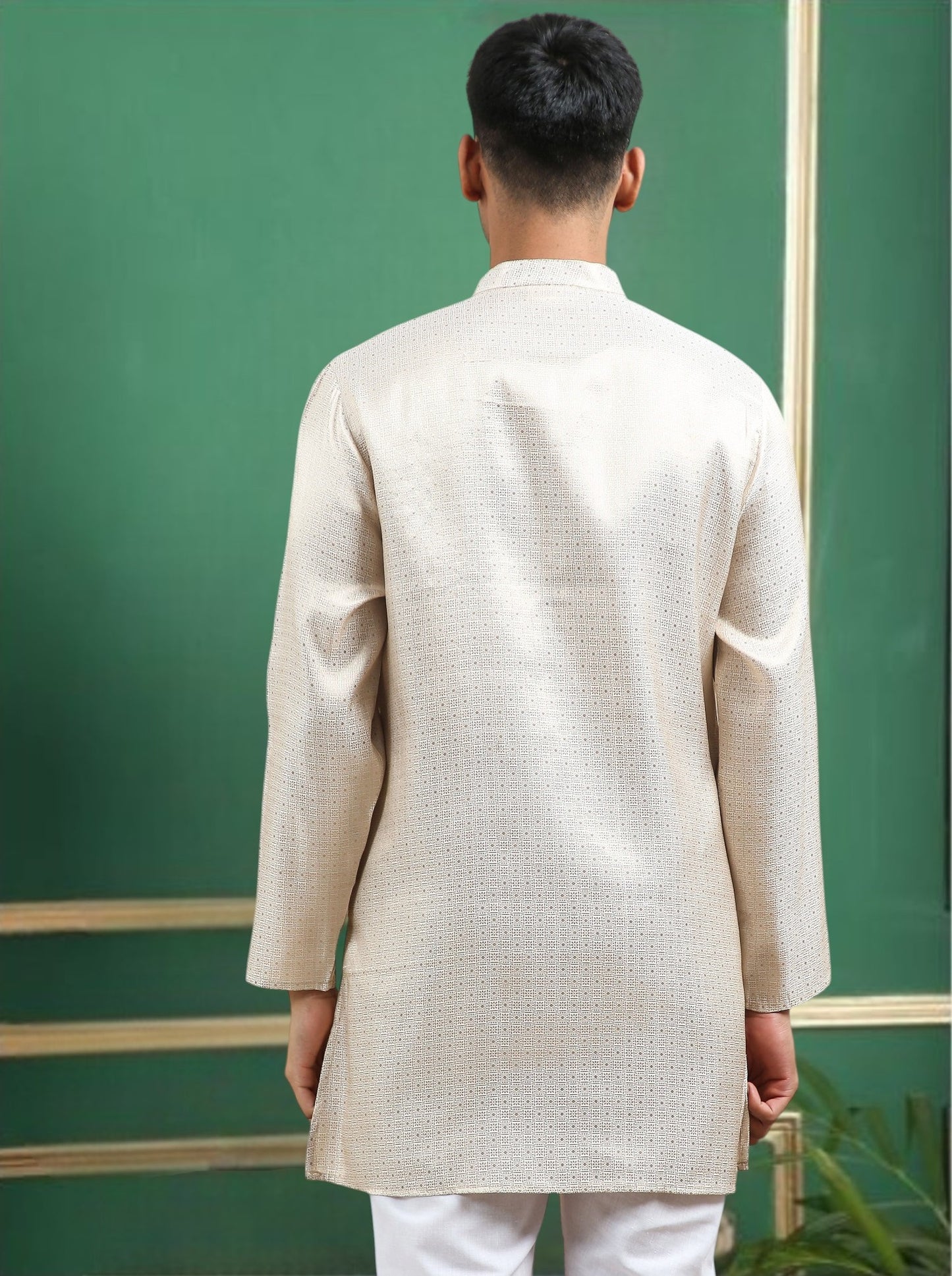 Tattva Cream Toned brocade Polyster Short Kurta