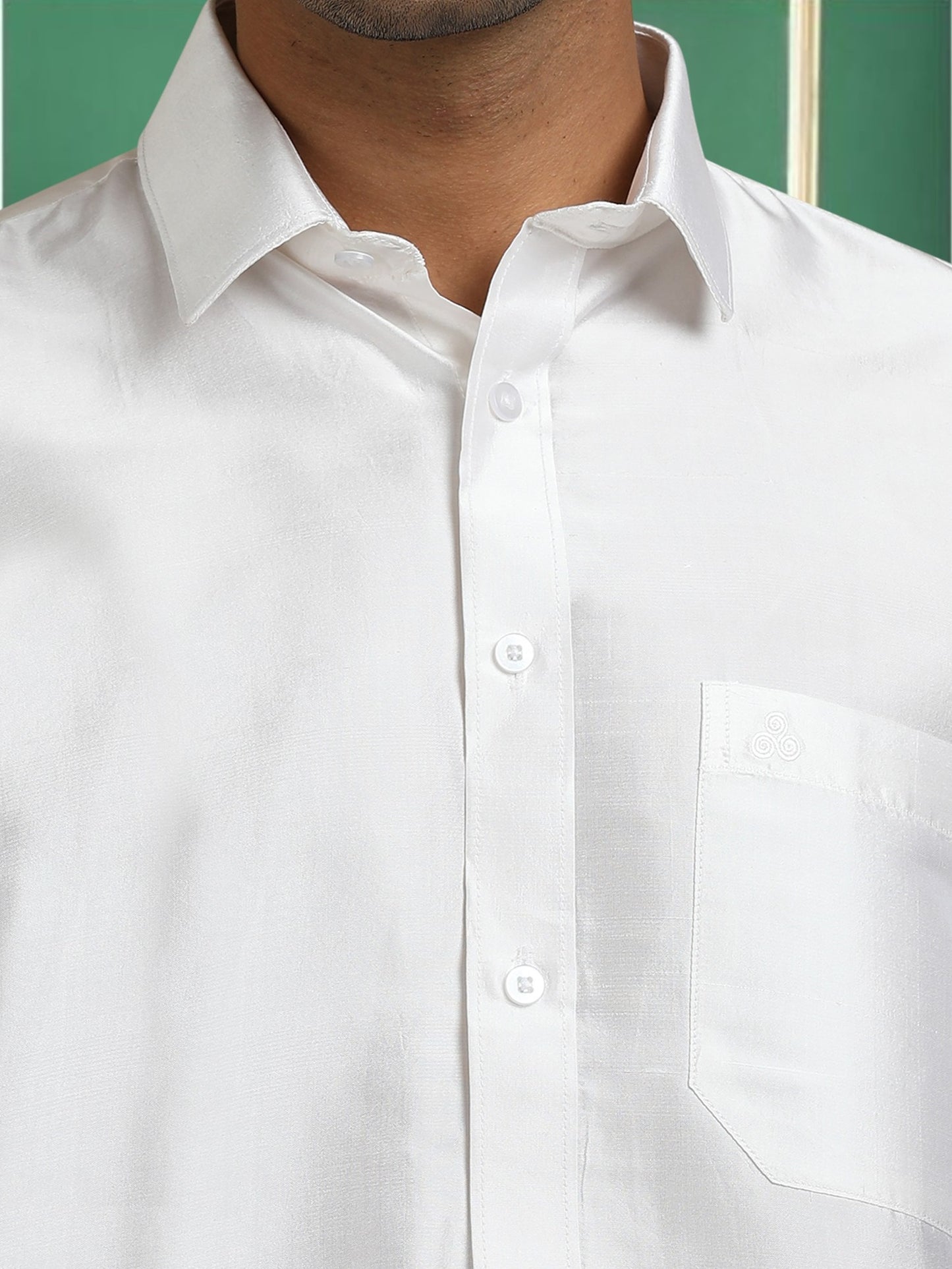 Tattva Men White Toned Pure Silk Shirt