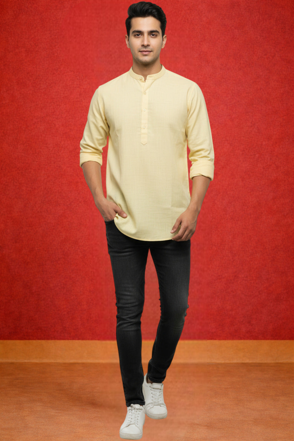 Tattva Men Premium Cotton Printed Straight Kurta