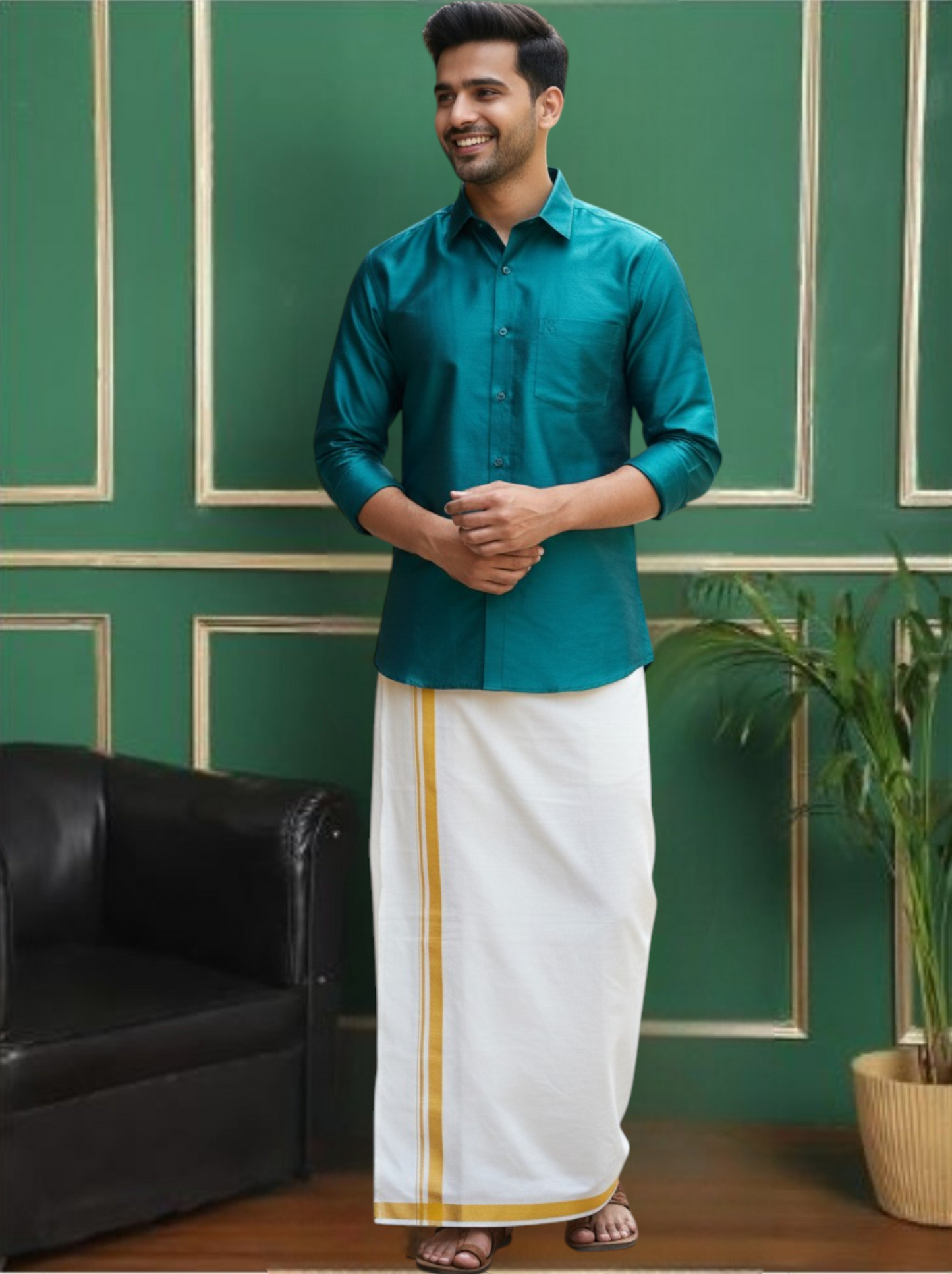 Tattva Mens Rama Green Solid Shirt