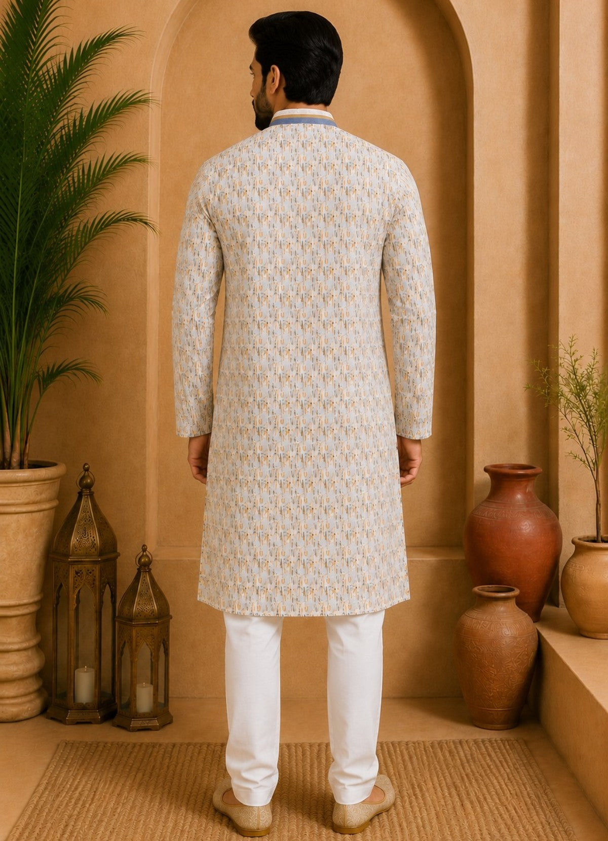 Tattva Men's Embroidered Thread Work Sequinned Kurta