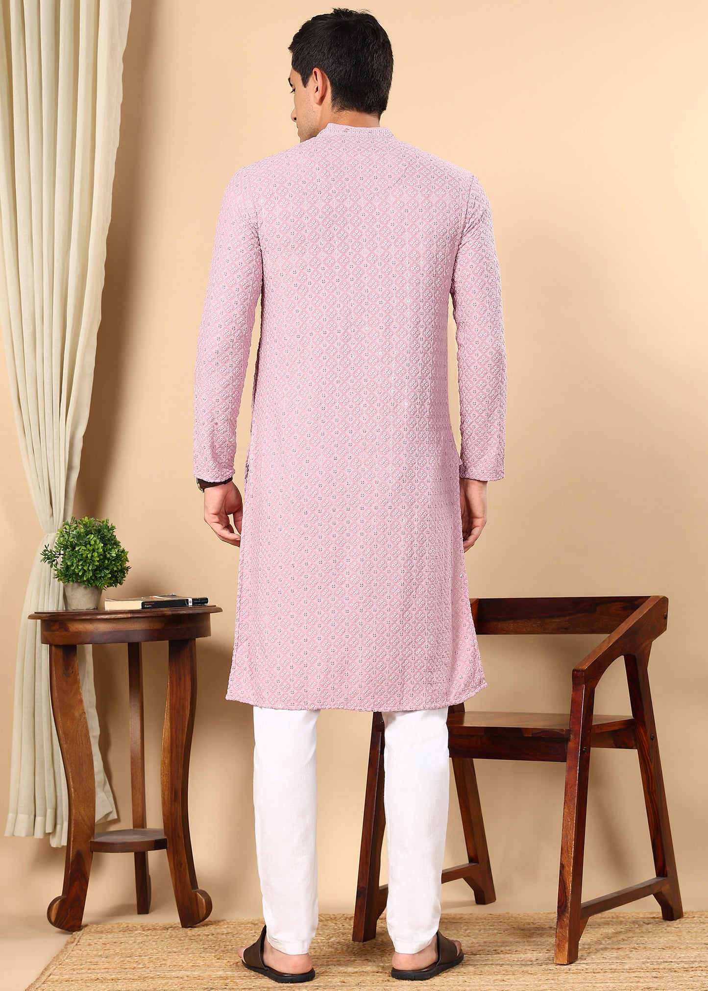 Tattva Men's Embroidered Thread Work Sequinned Kurta