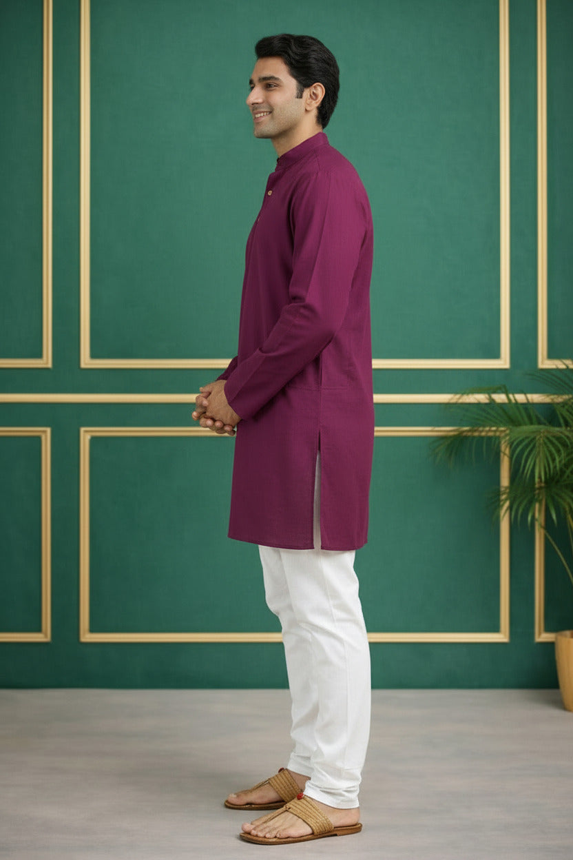Tattva Men Premium Cotton Solid Straight Kurta