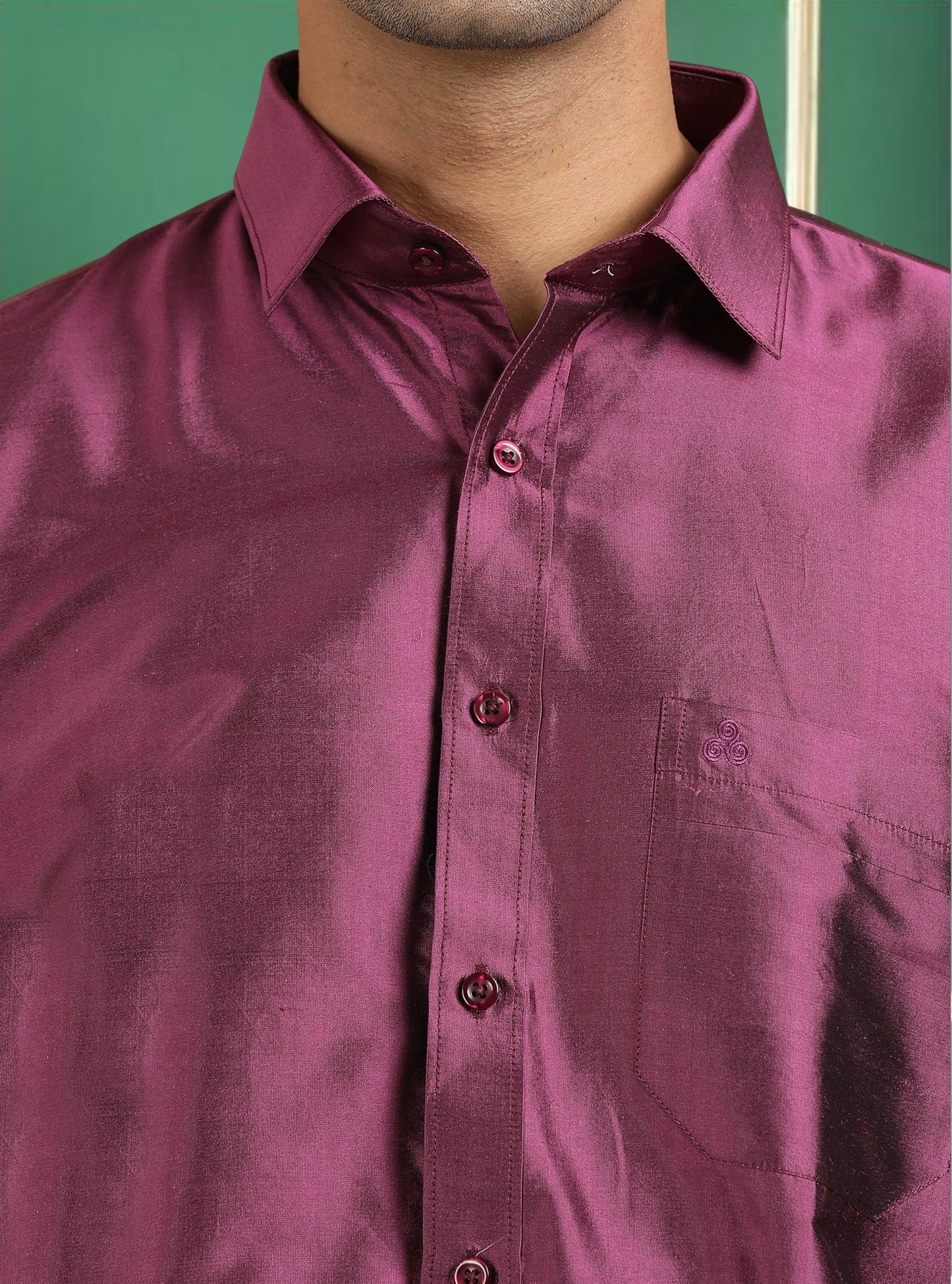 Tattva Men Purple Toned Pure Silk Shirt