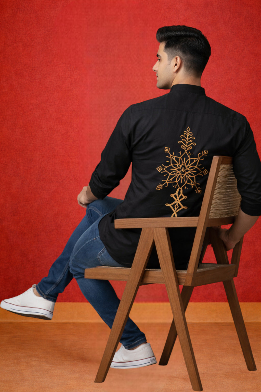 Tattva Men Premium Cotton Printed Straight Kurta