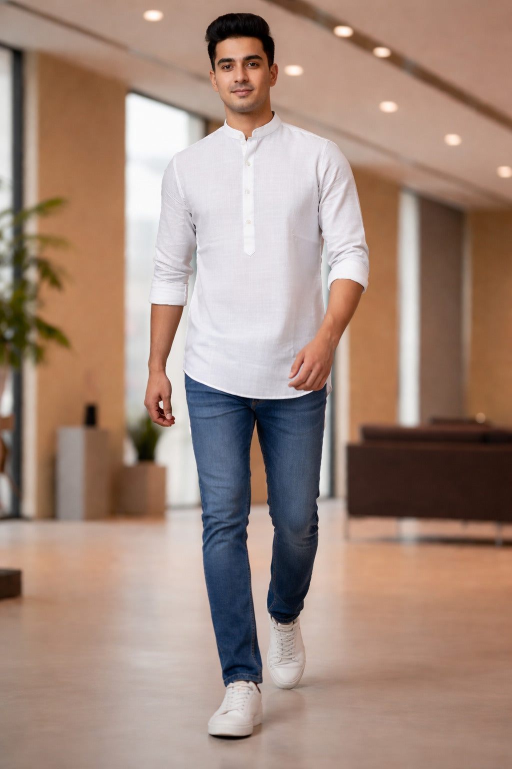 Tattva Men Premium Cotton Printed Straight Kurta