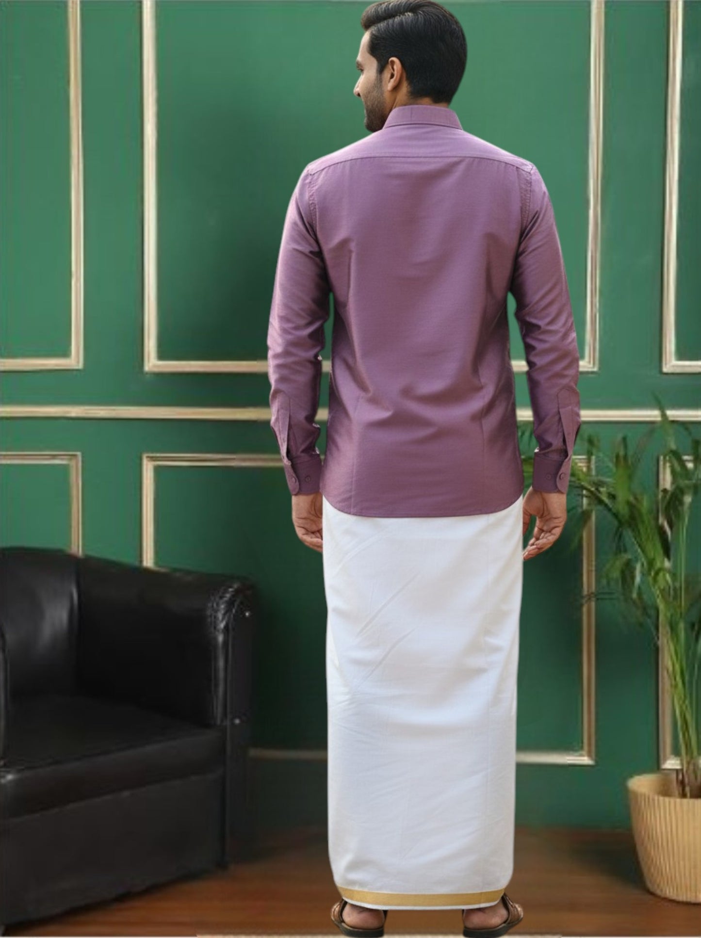 Tattva Mens Purple Solid Shirt