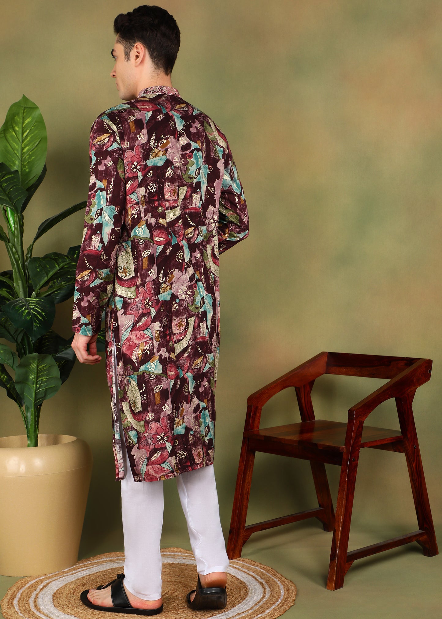 Tattva Men Floral Printed Kurta Pyjama Set