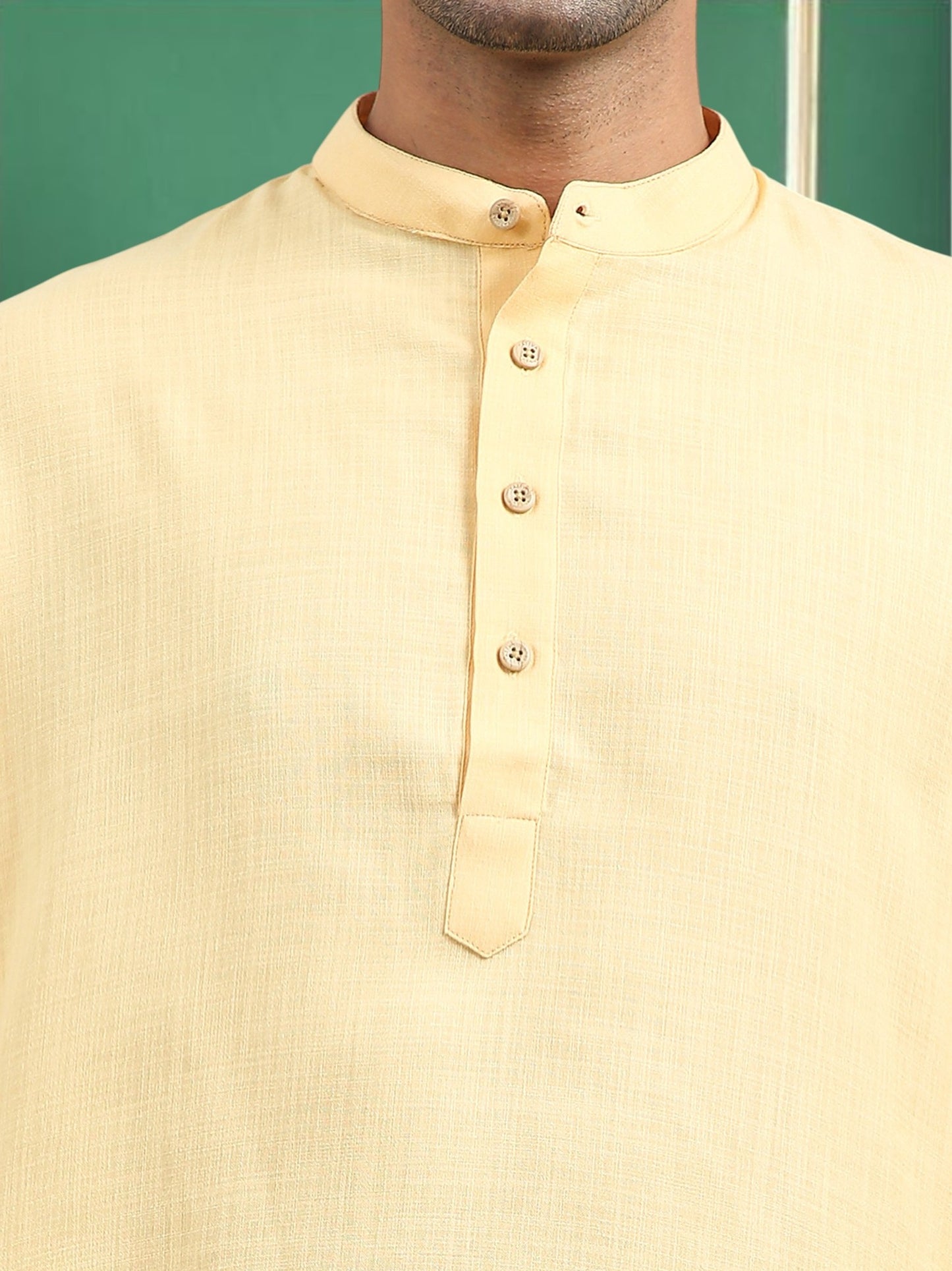 Tattva Beige Toned Solid Cotton Short Kurta
