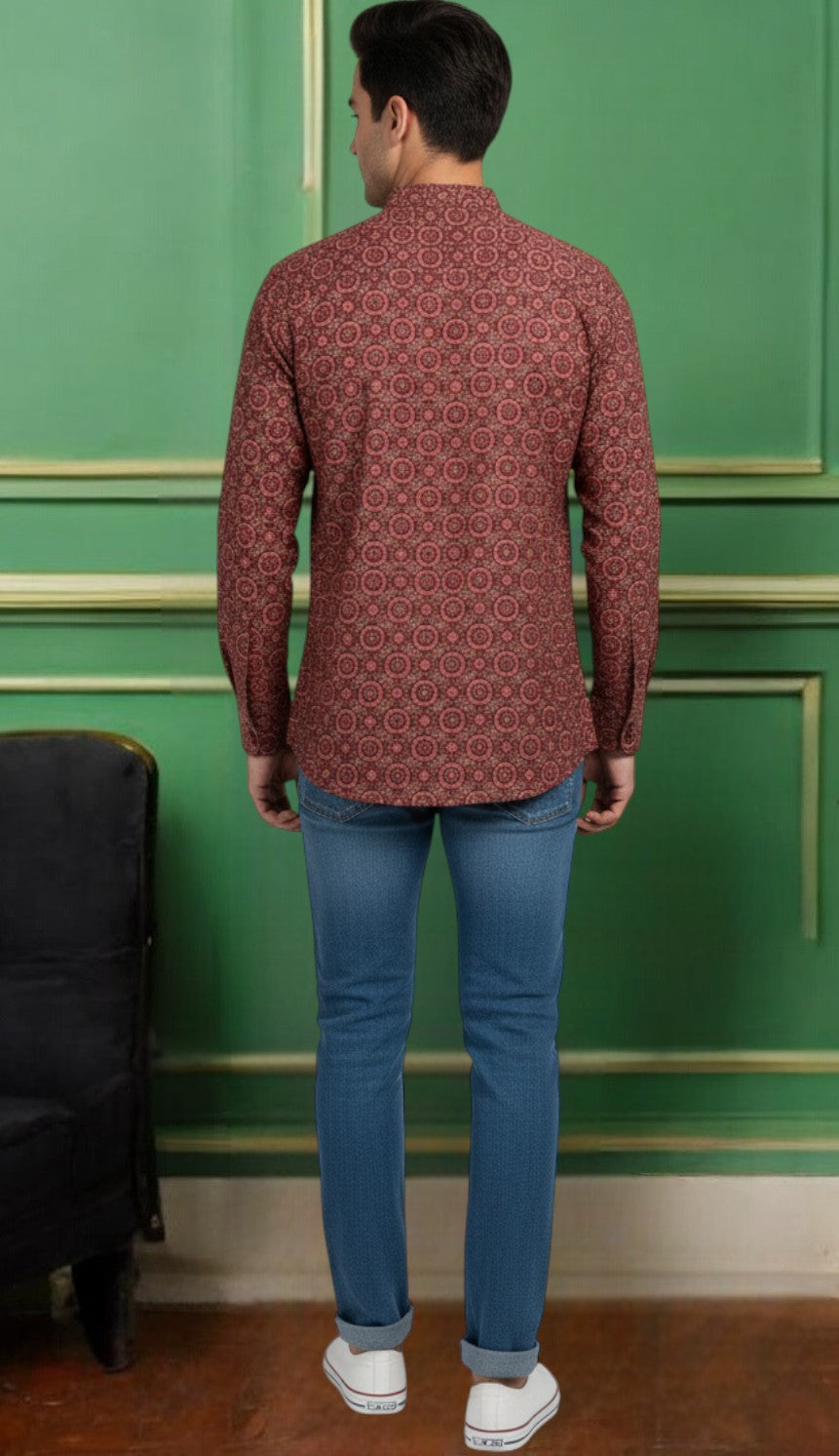 Tattva Men Printed Super Short Kurta