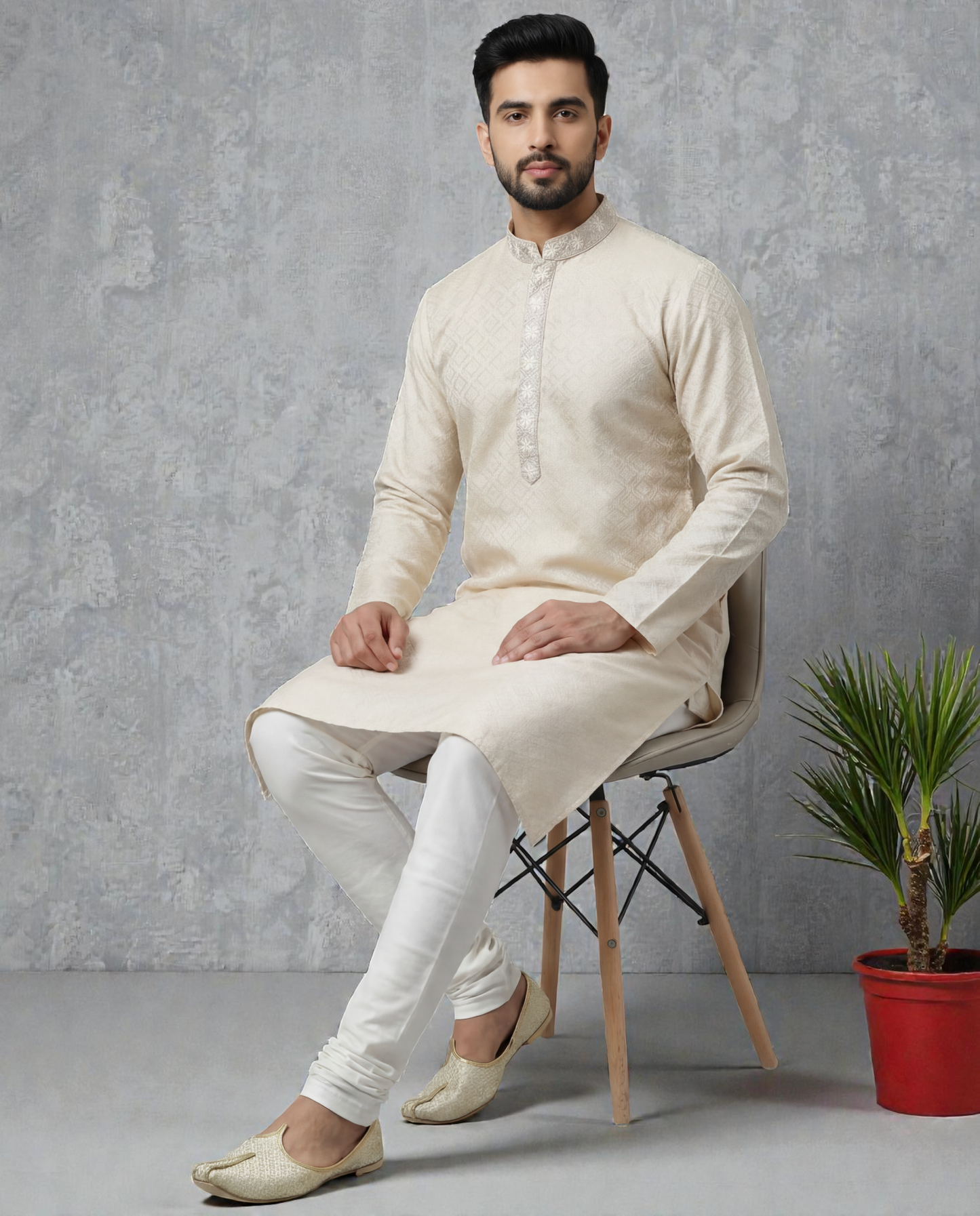 Tattva Men Regular Sequinned Kurta with Pyjamas