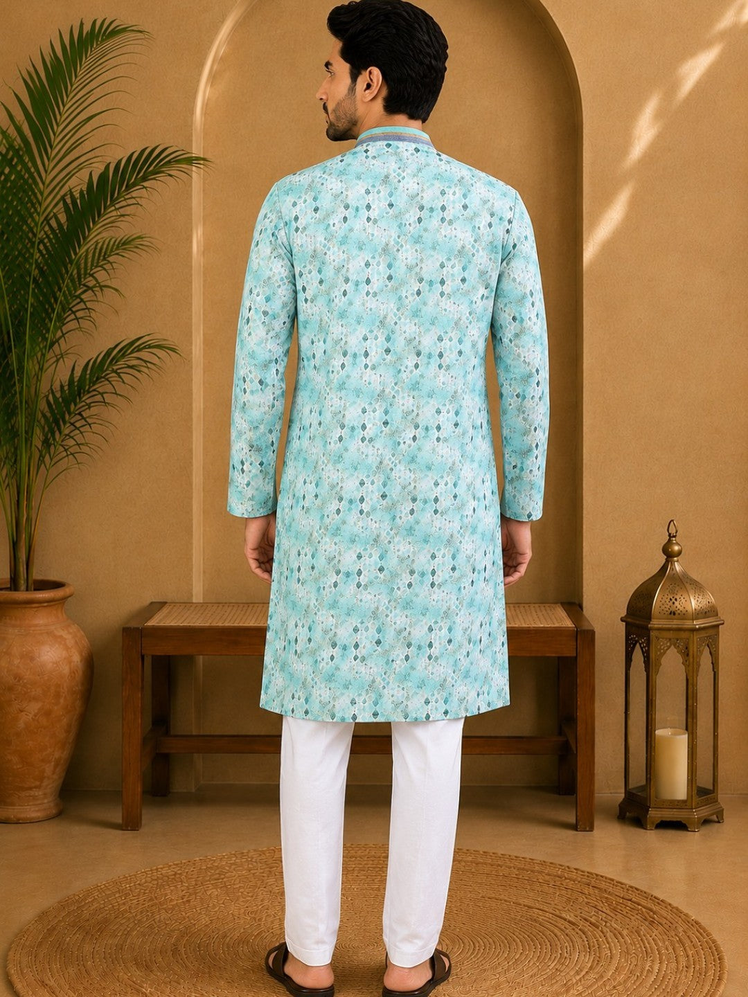 Tattva Men's Embroidered Thread Work Sequinned Kurta
