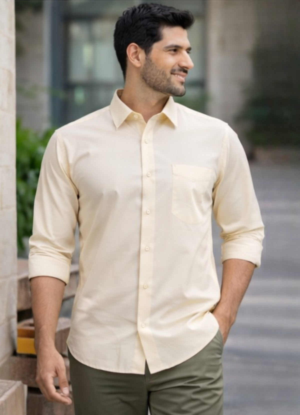 Tattva Men Solid Premium Polyester Casual Shirt