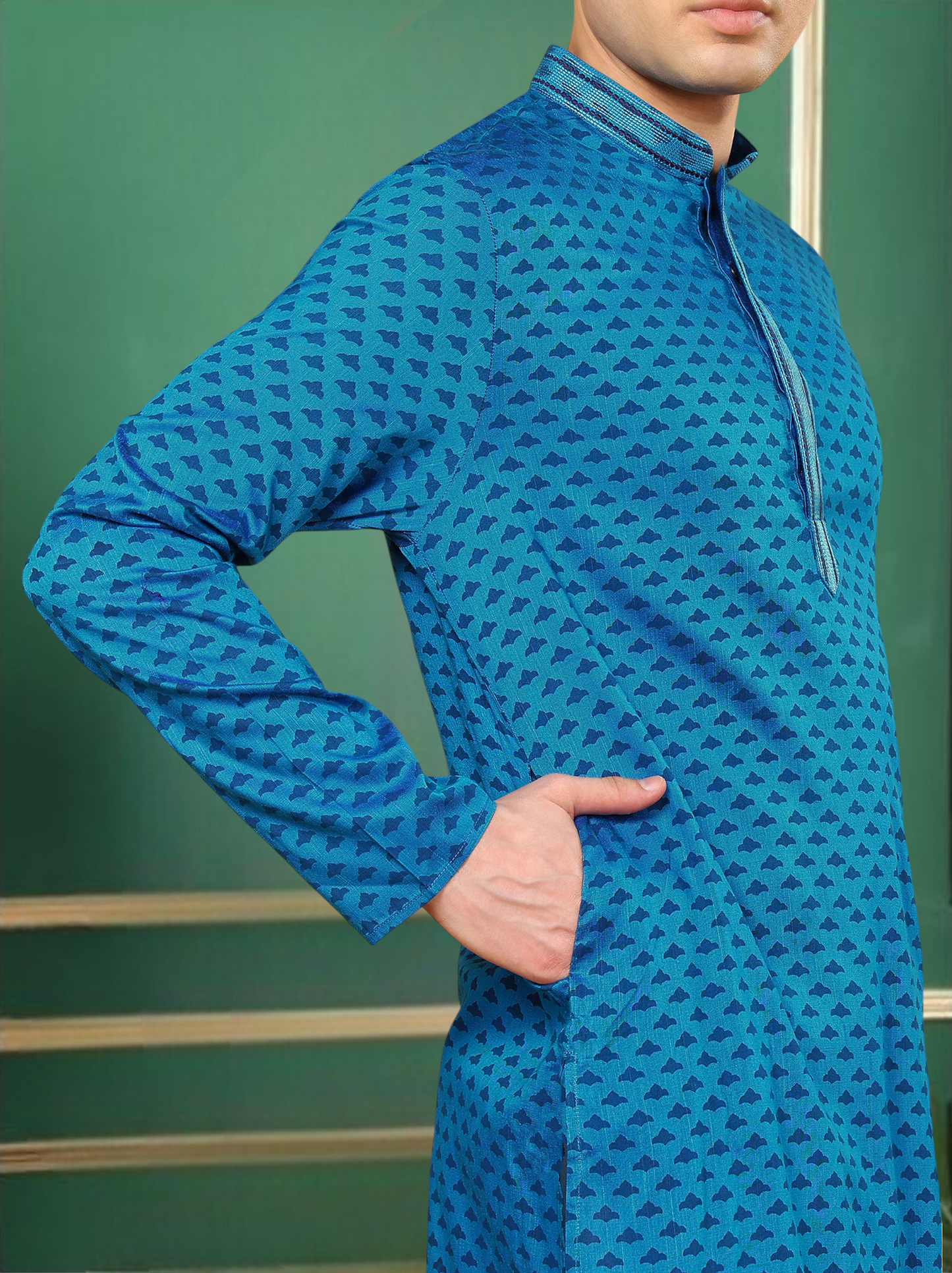 Tattva Men Geometric Printed Short Kurta