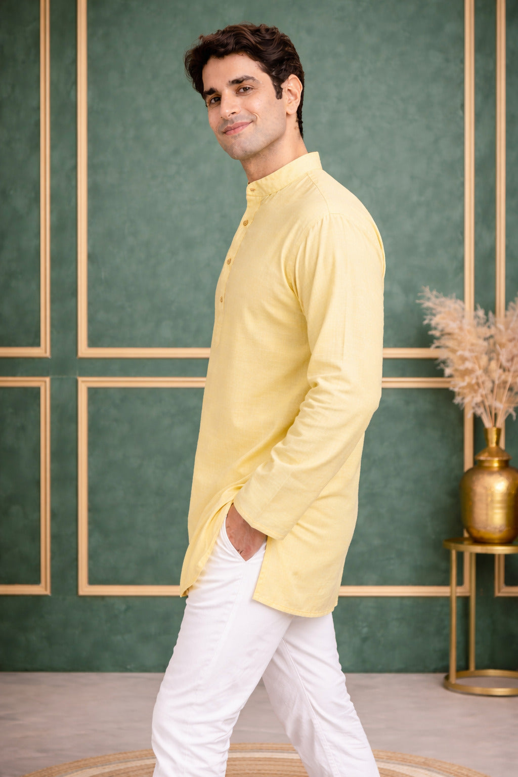 Tattva Men Premium Cotton Solid Straight Kurta